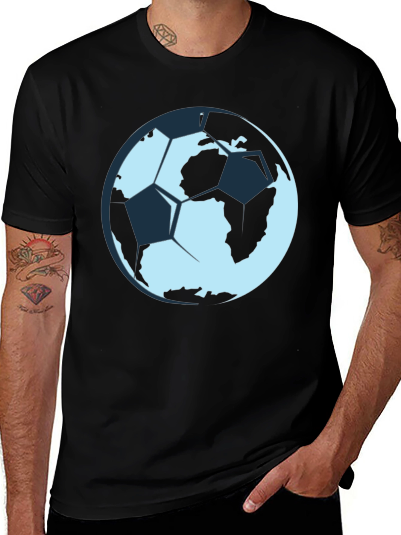 Variant 7 of Earth Soccer Ball Graphic T-Shirt
