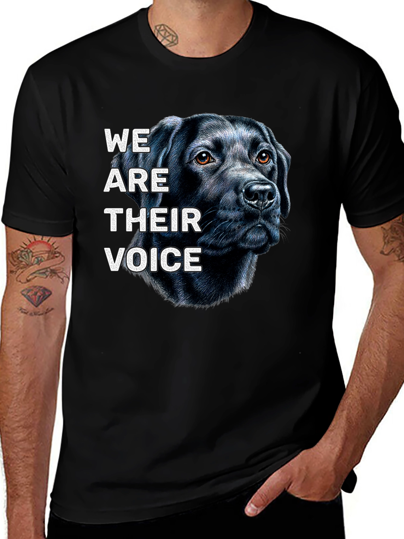 Variant 5 of Dog Lover T-Shirt: "We Are Their Voice" Black Lab