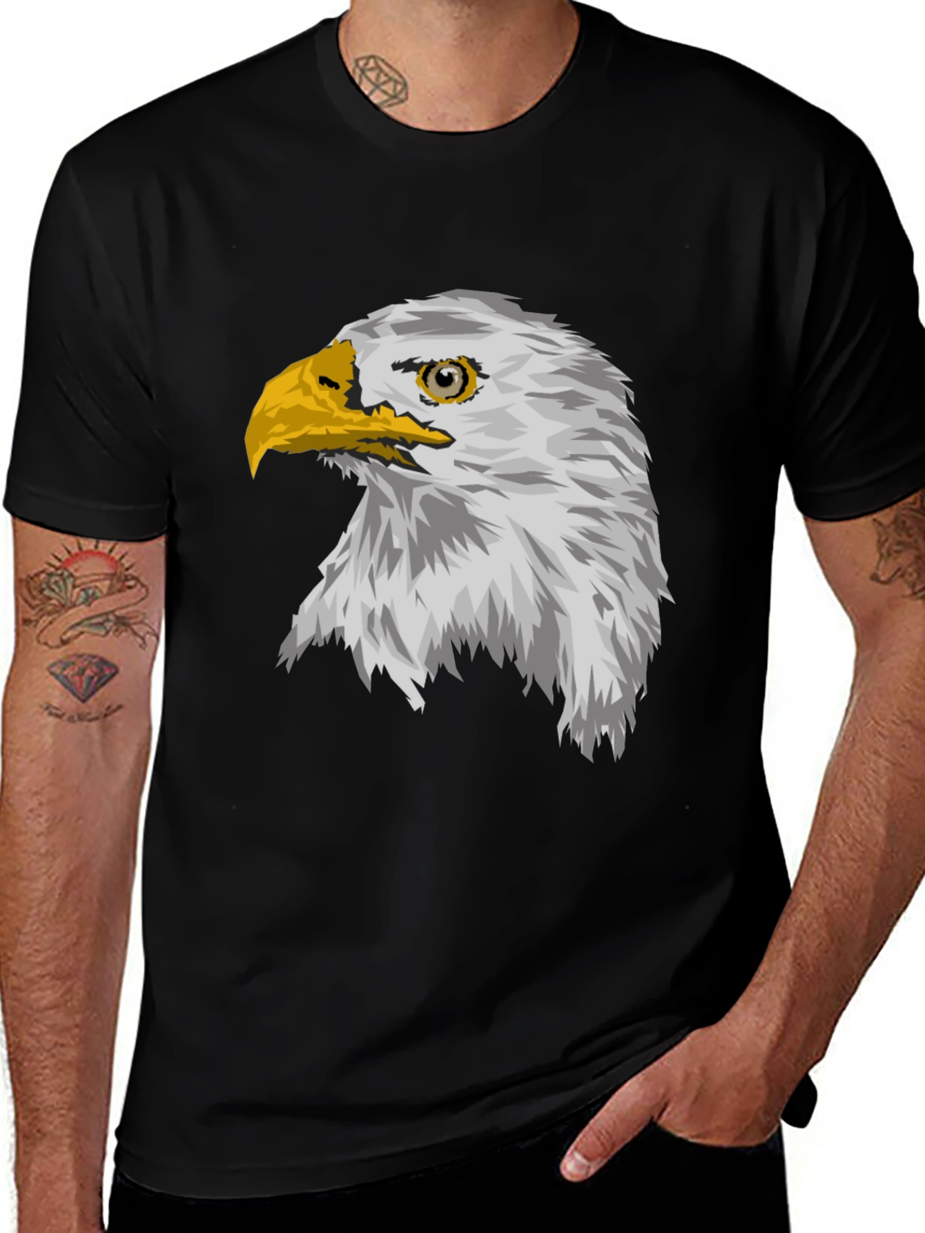 Variant 26 of Eagle Graphic Print Black T-Shirt