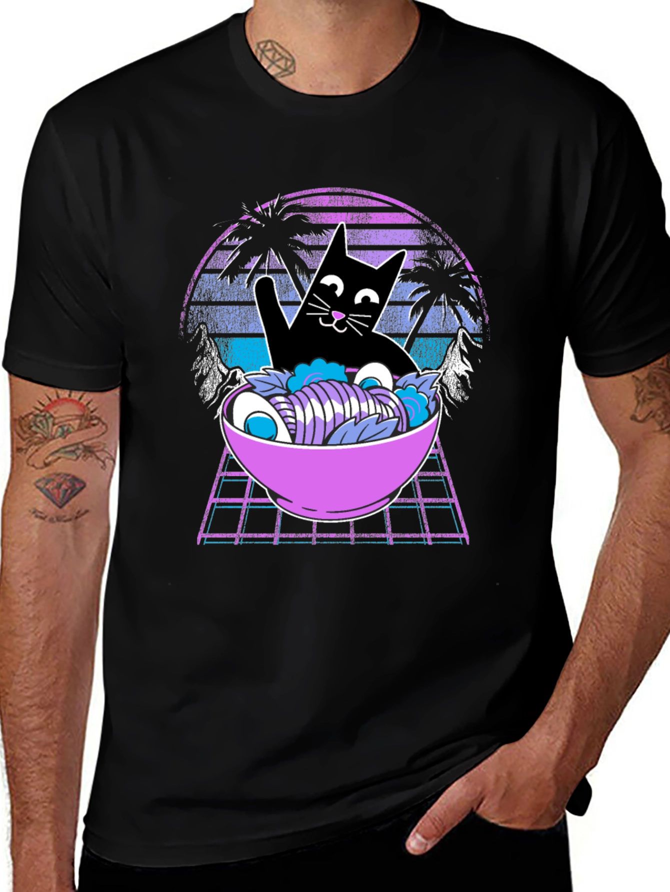 Variant 26 of Retro Cat Ramen T-Shirt