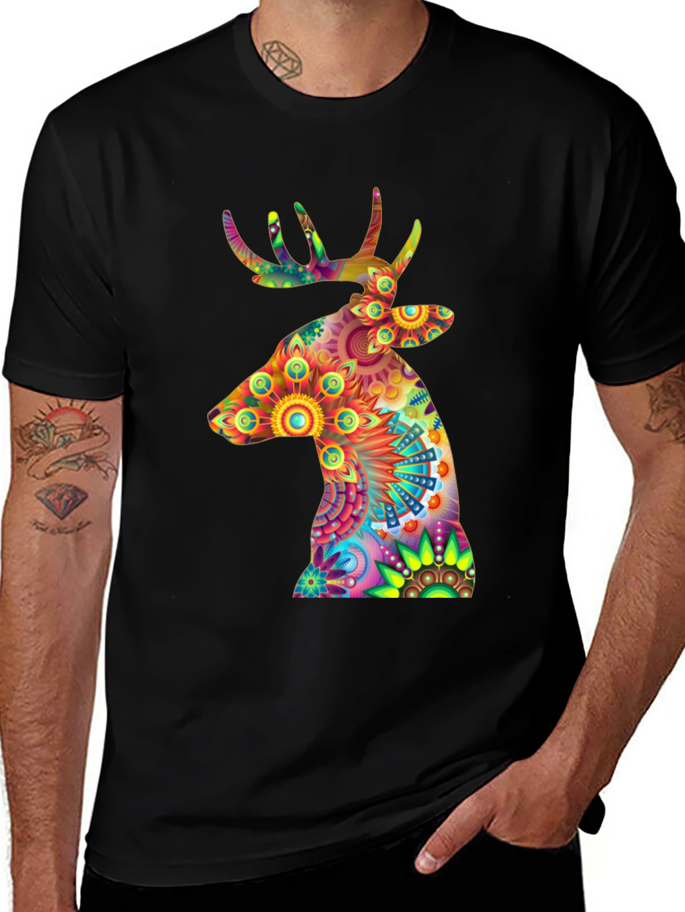 Variant 3 of Vibrant Deer Graphic Tee - Unique Colorful Design