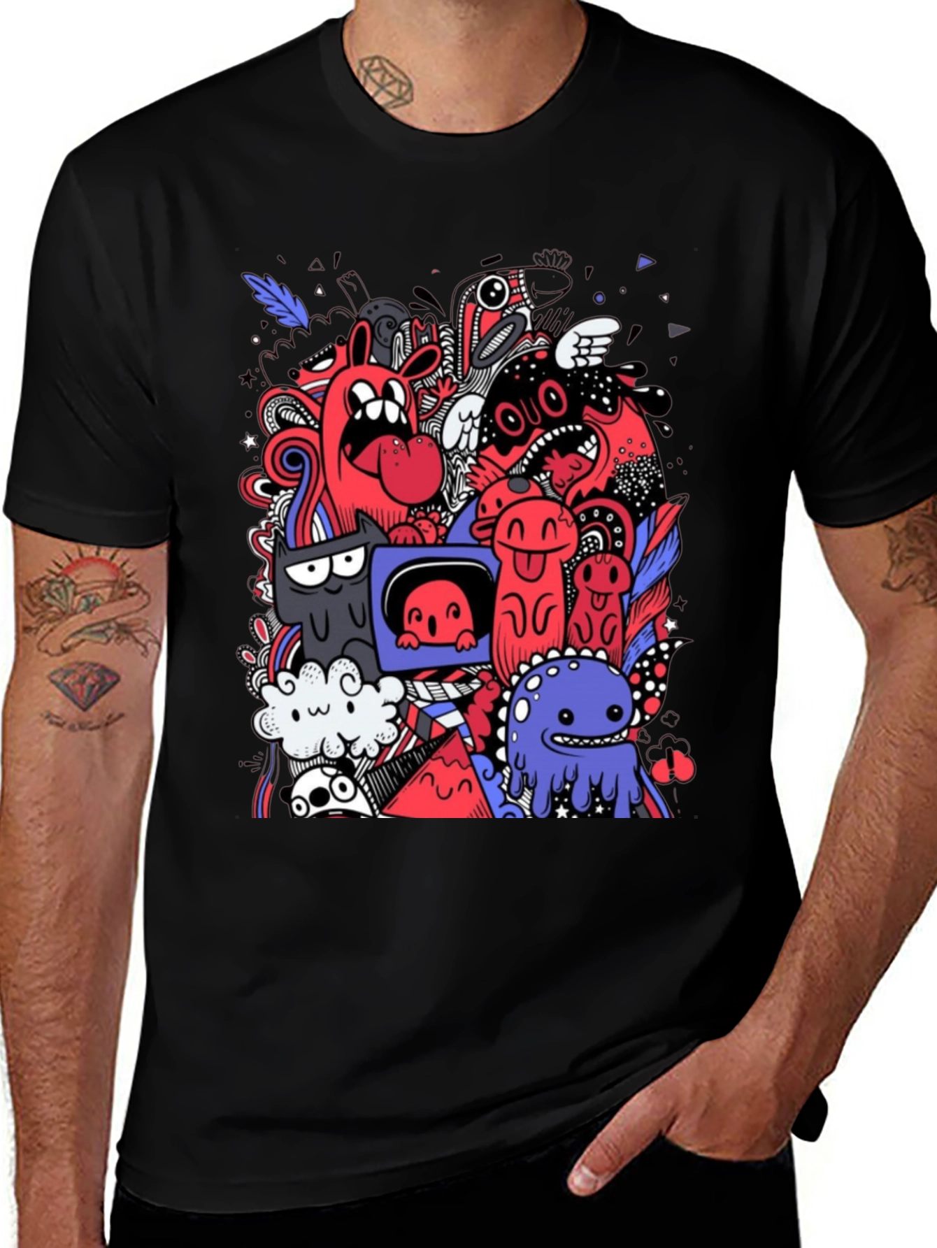 Variant 18 of Monster Doodle Graphic Tee - Black