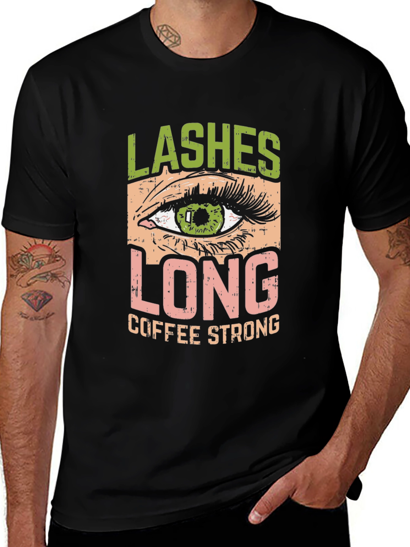 Variant 10 of Lashes Long Coffee Strong Graphic T-Shirt