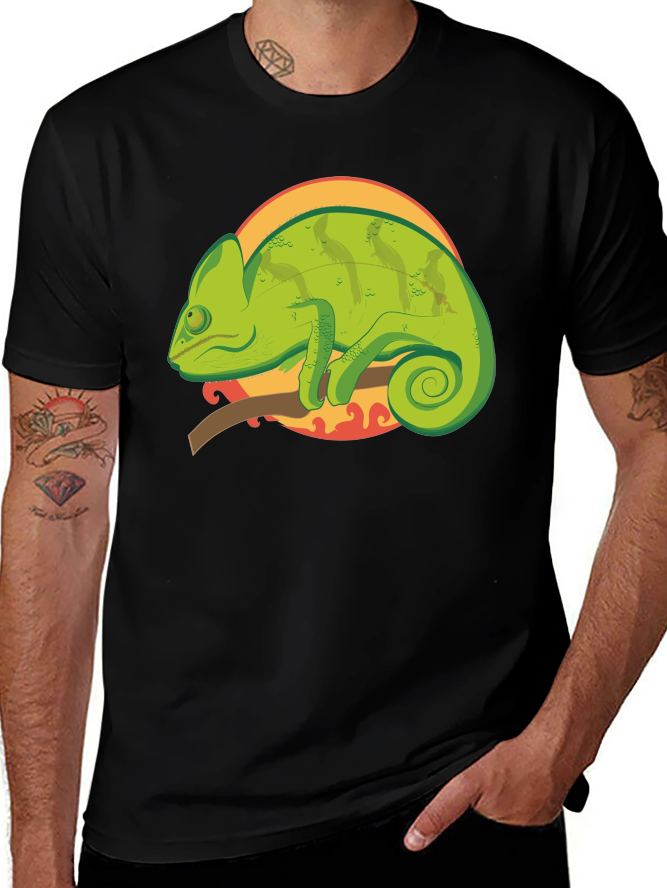 Variant 23 of Chameleon Graphic Tee - Cool Reptile Design