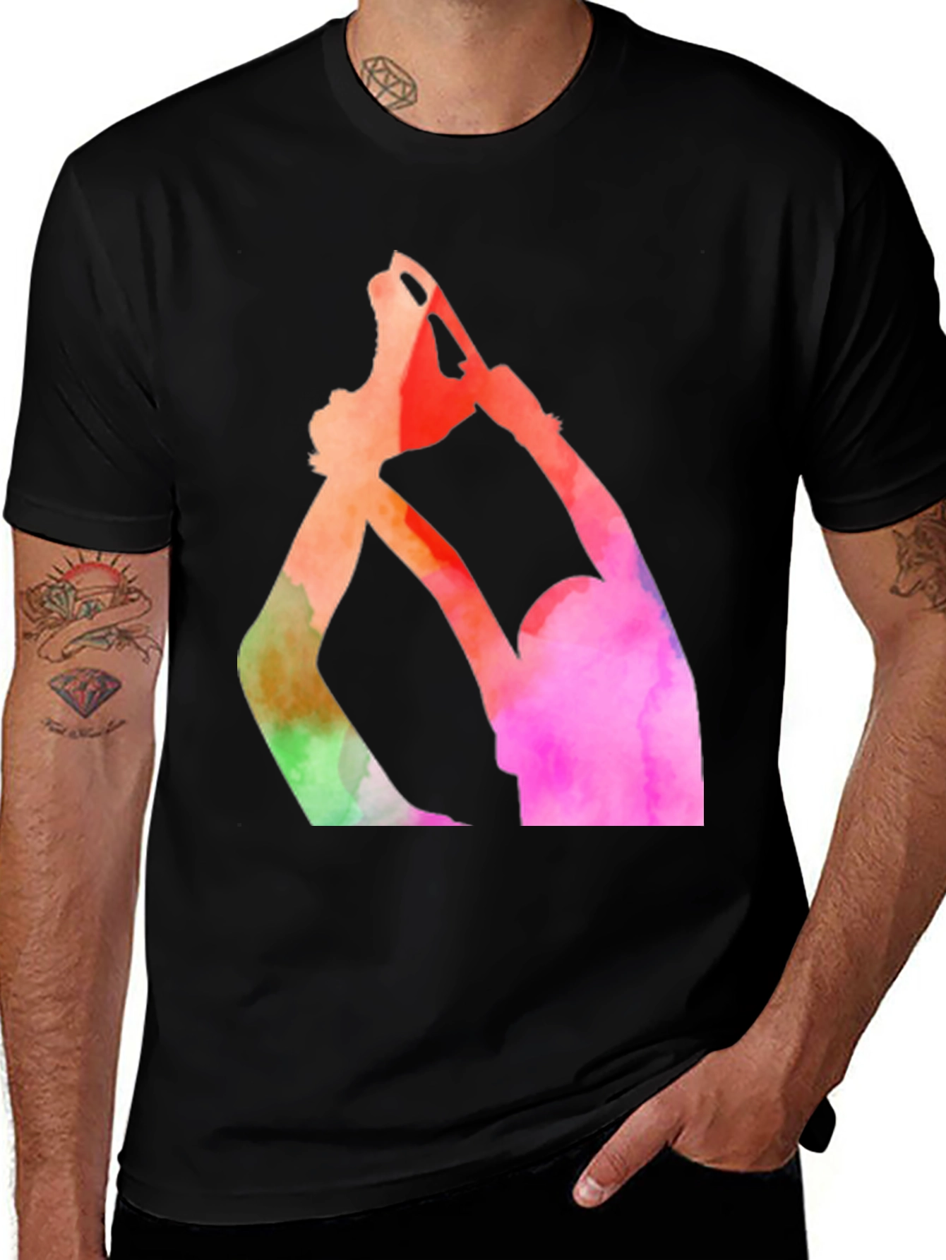 Variant 22 of Watercolor Figure Skating T-Shirt - Black