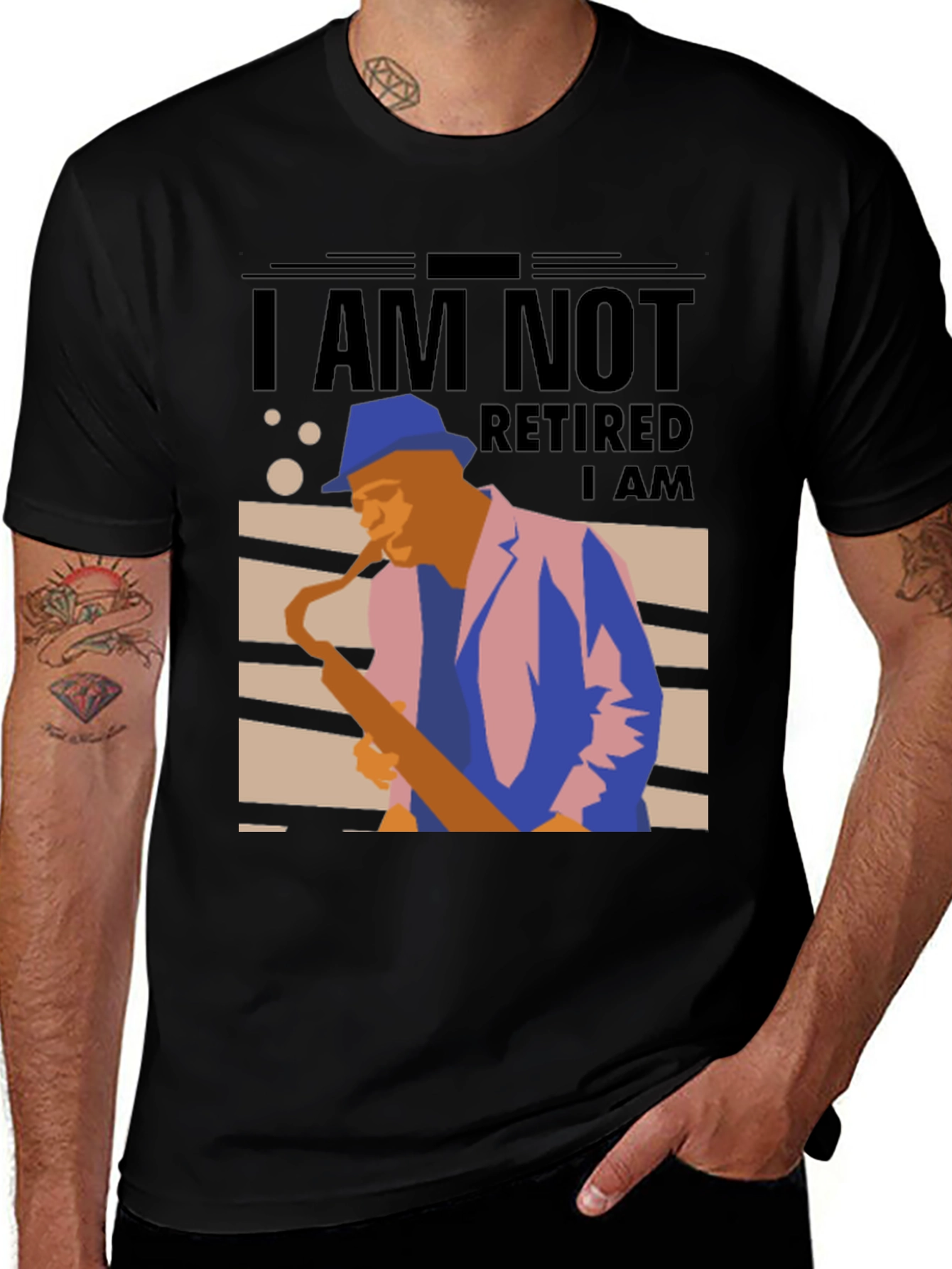 Variant 4 of I Am Not Retired T-Shirt - Musician Sax Player Graphic Tee