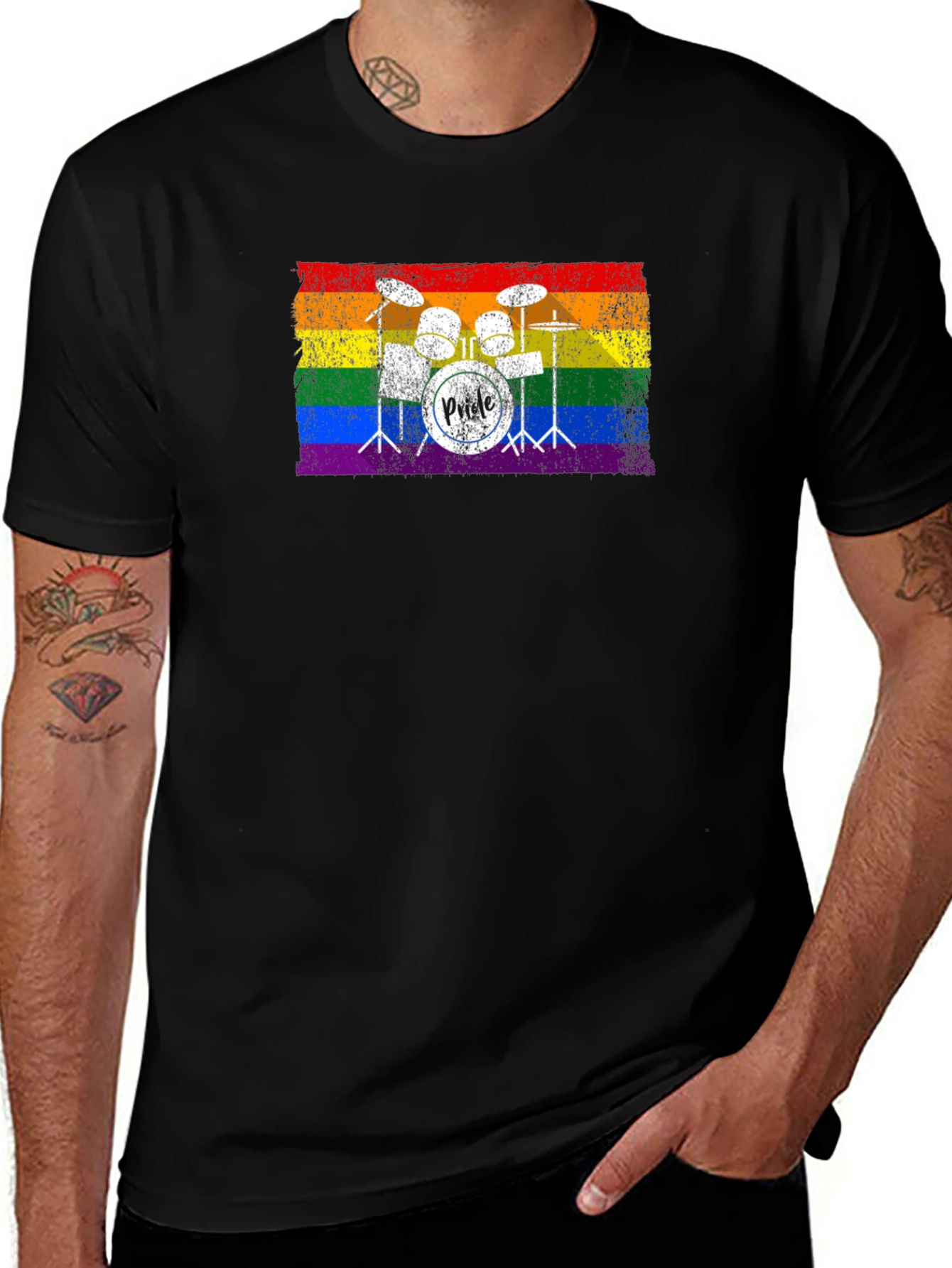 Pride Drum T-Shirt - Rainbow LGBTQ+ Graphic Tee