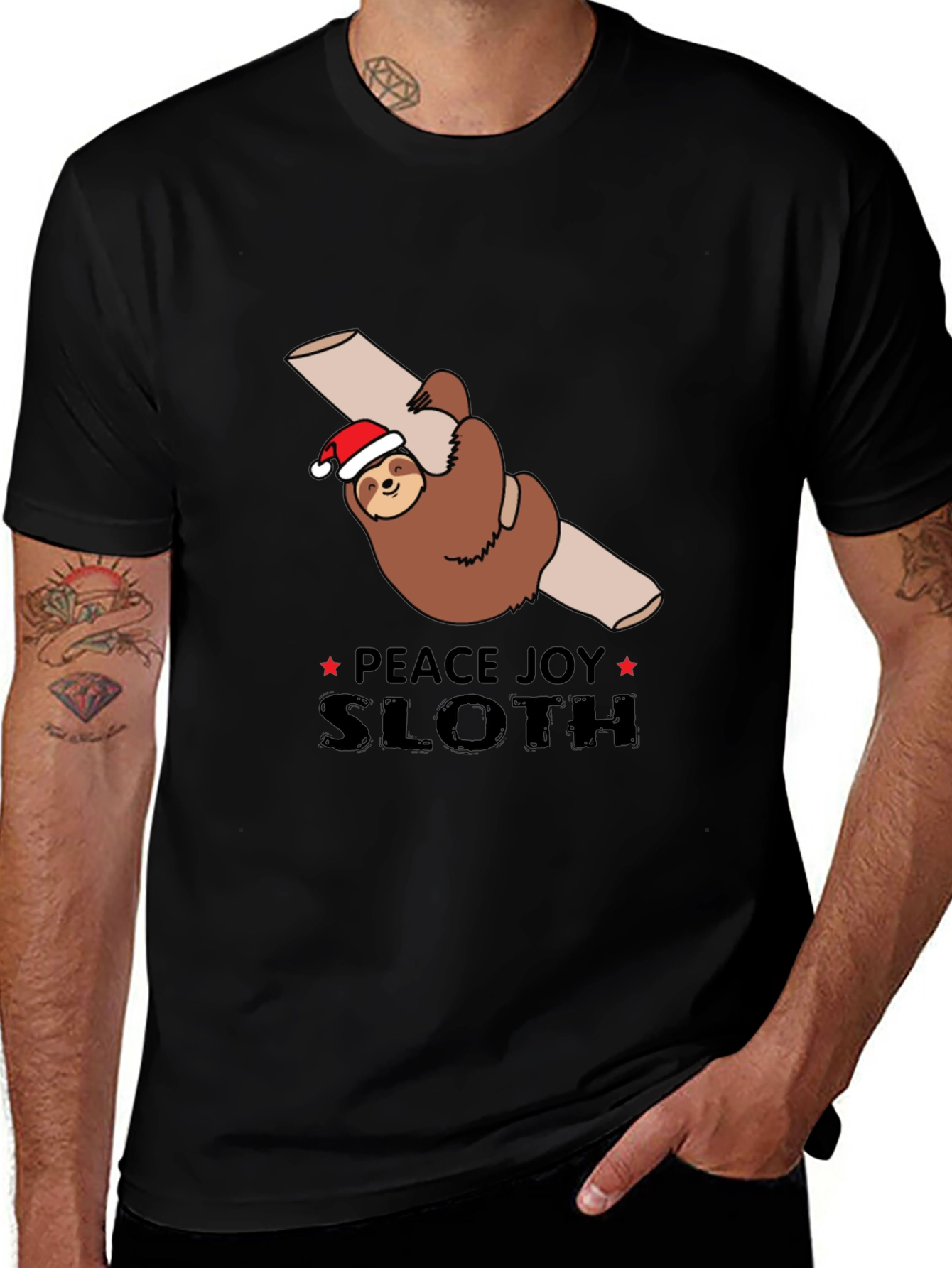Peace Joy Sloth Christmas T-Shirt