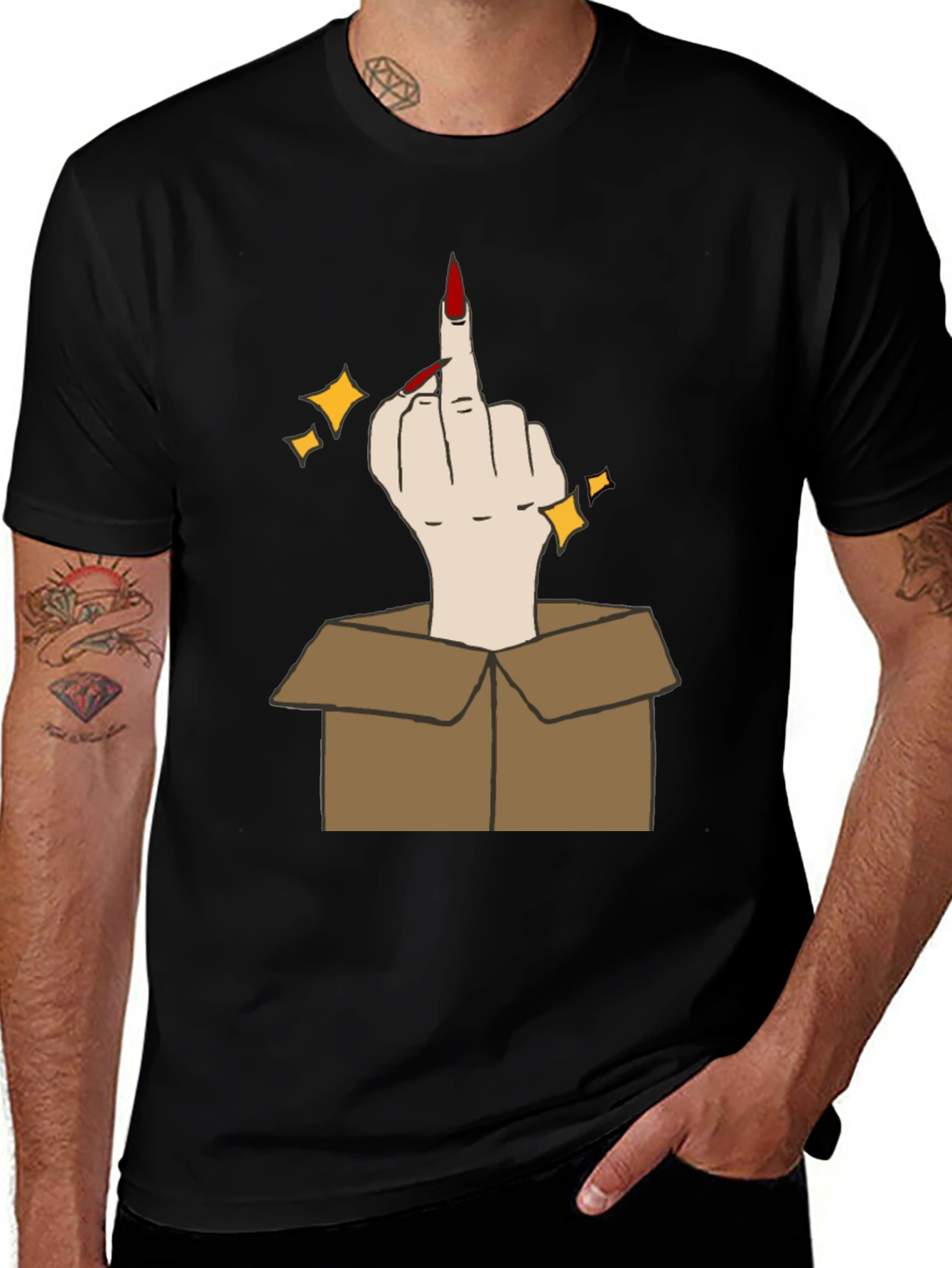 Variant 5 of Middle Finger in a Box Graphic Tee