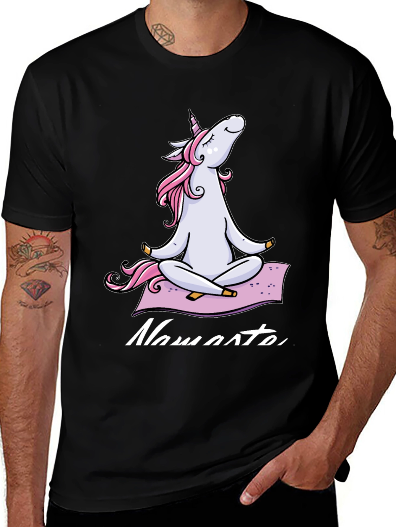 Variant 13 of Unicorn Yoga Black T-Shirt Namaste Graphic Tee