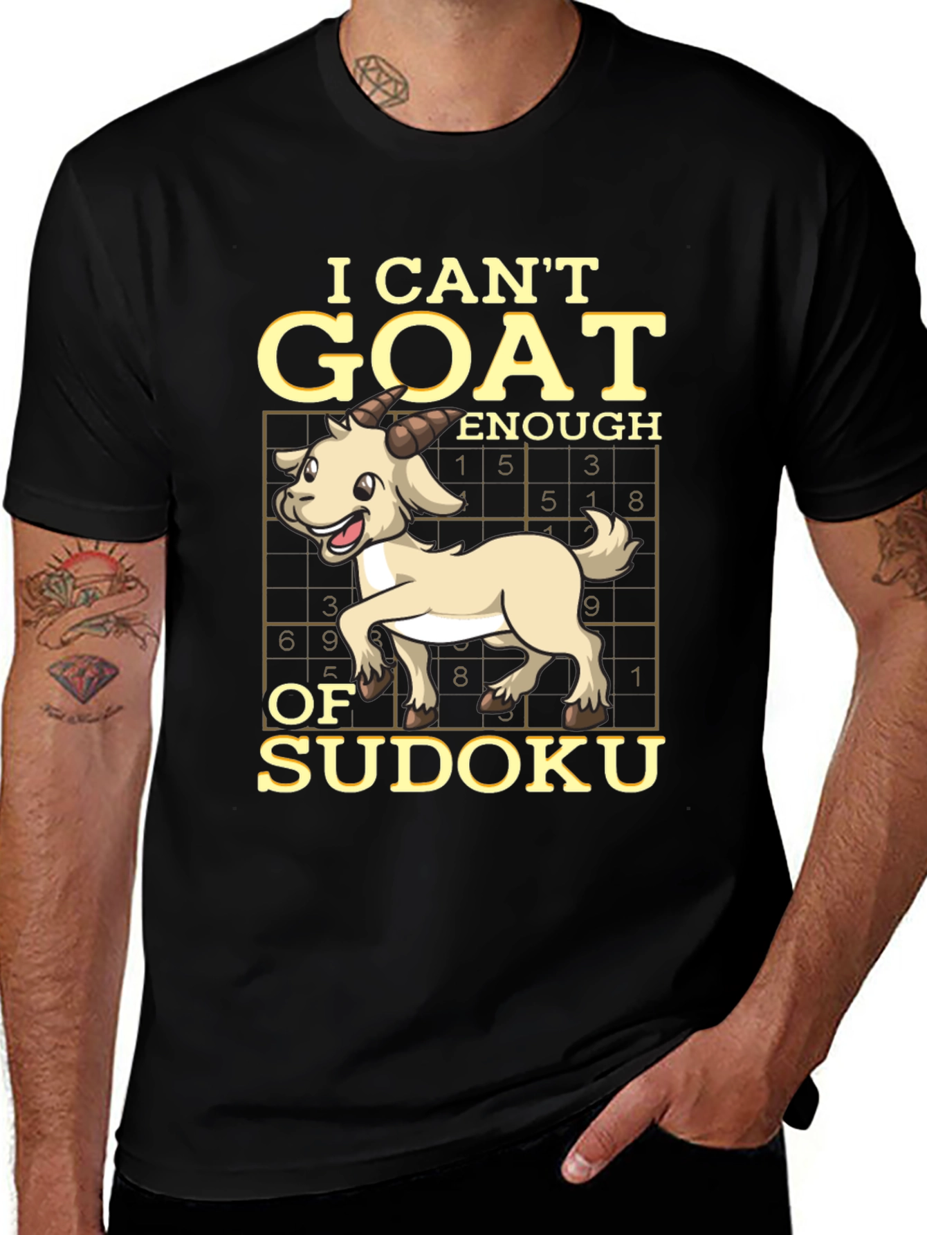 Variant 18 of I Can't Goat Enough Sudoku Funny T-Shirt