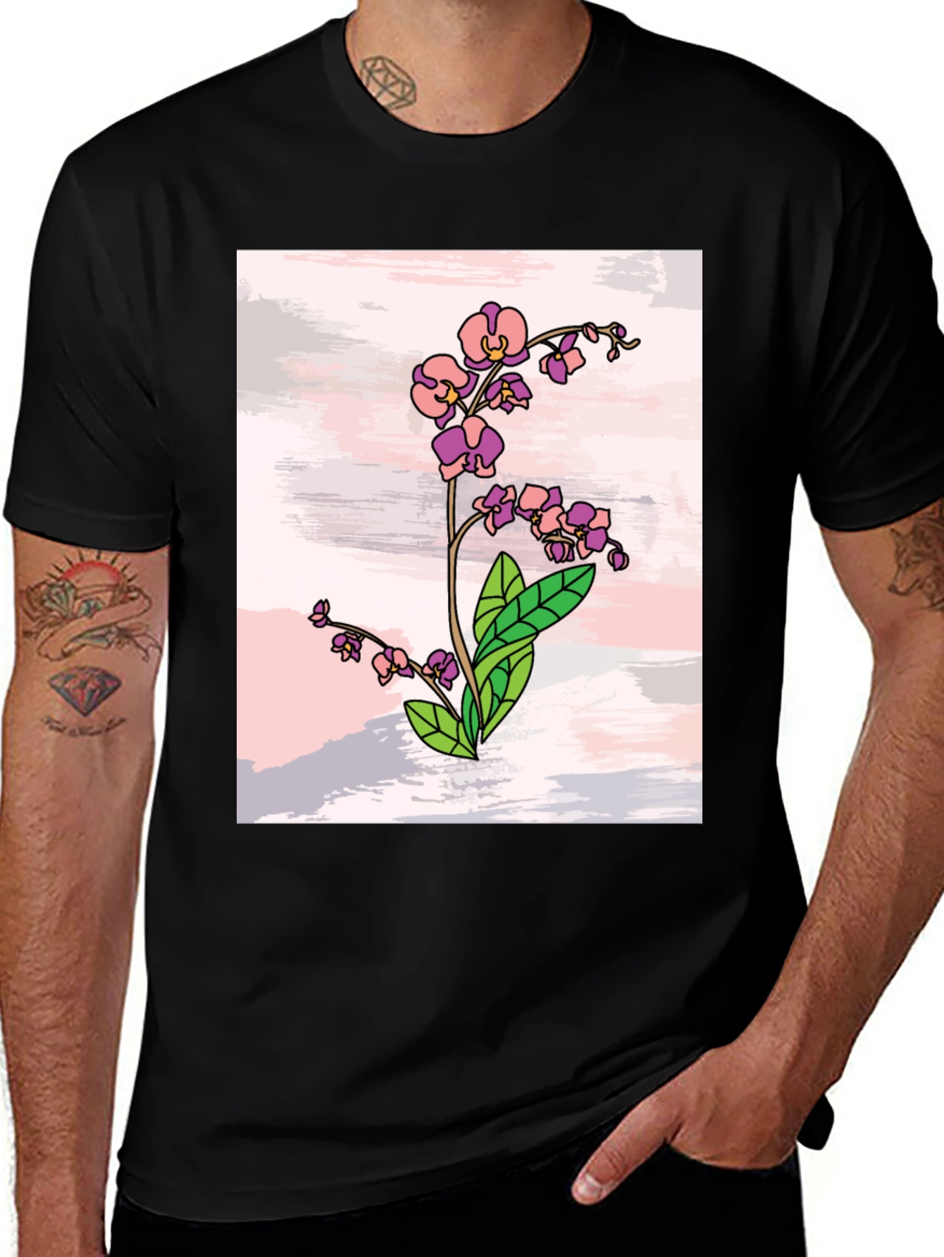 Variant 27 of Floral Orchid T-Shirt - Stylish Botanical Design
