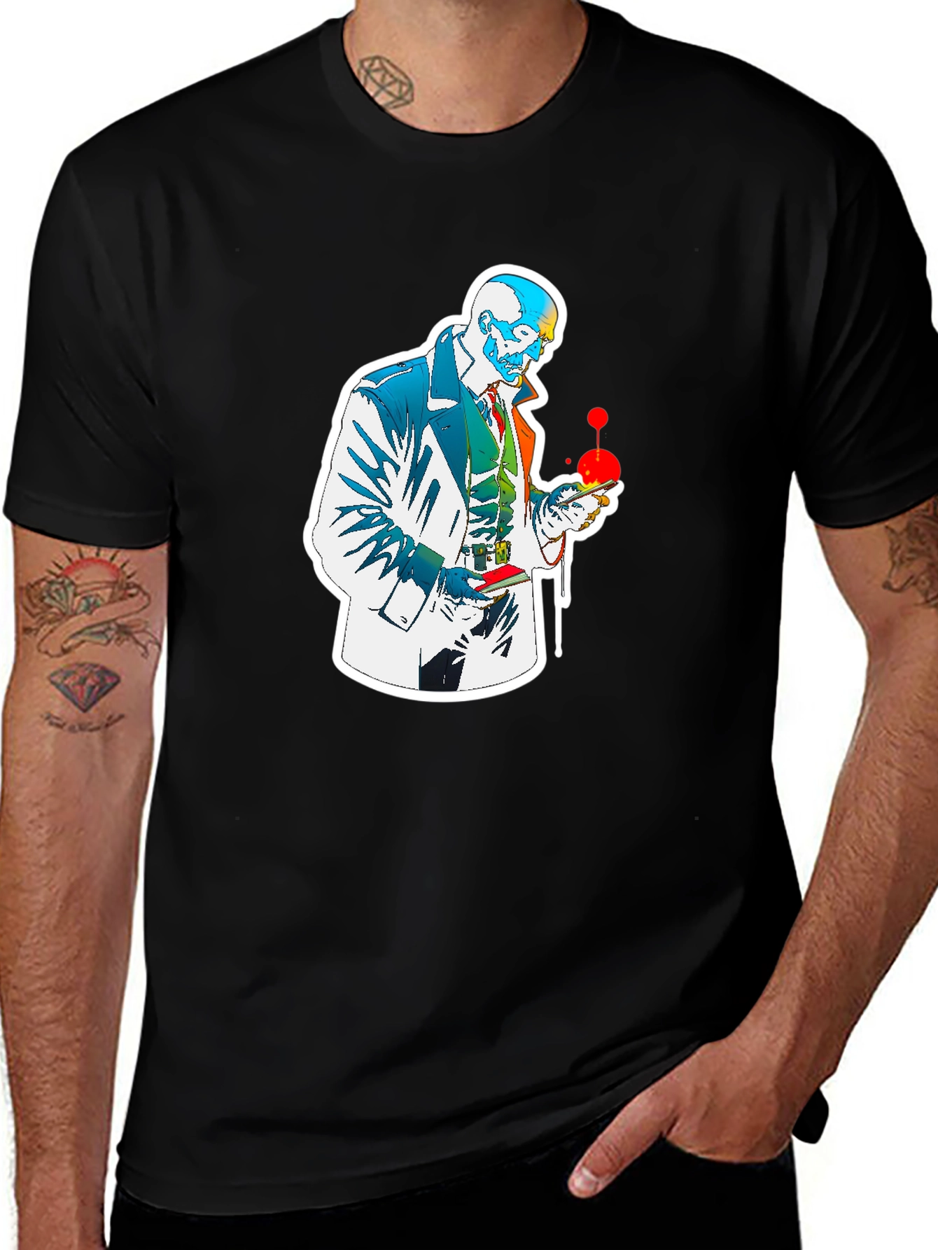 Variant 3 of Stylized Skull Detective Graphic Tee