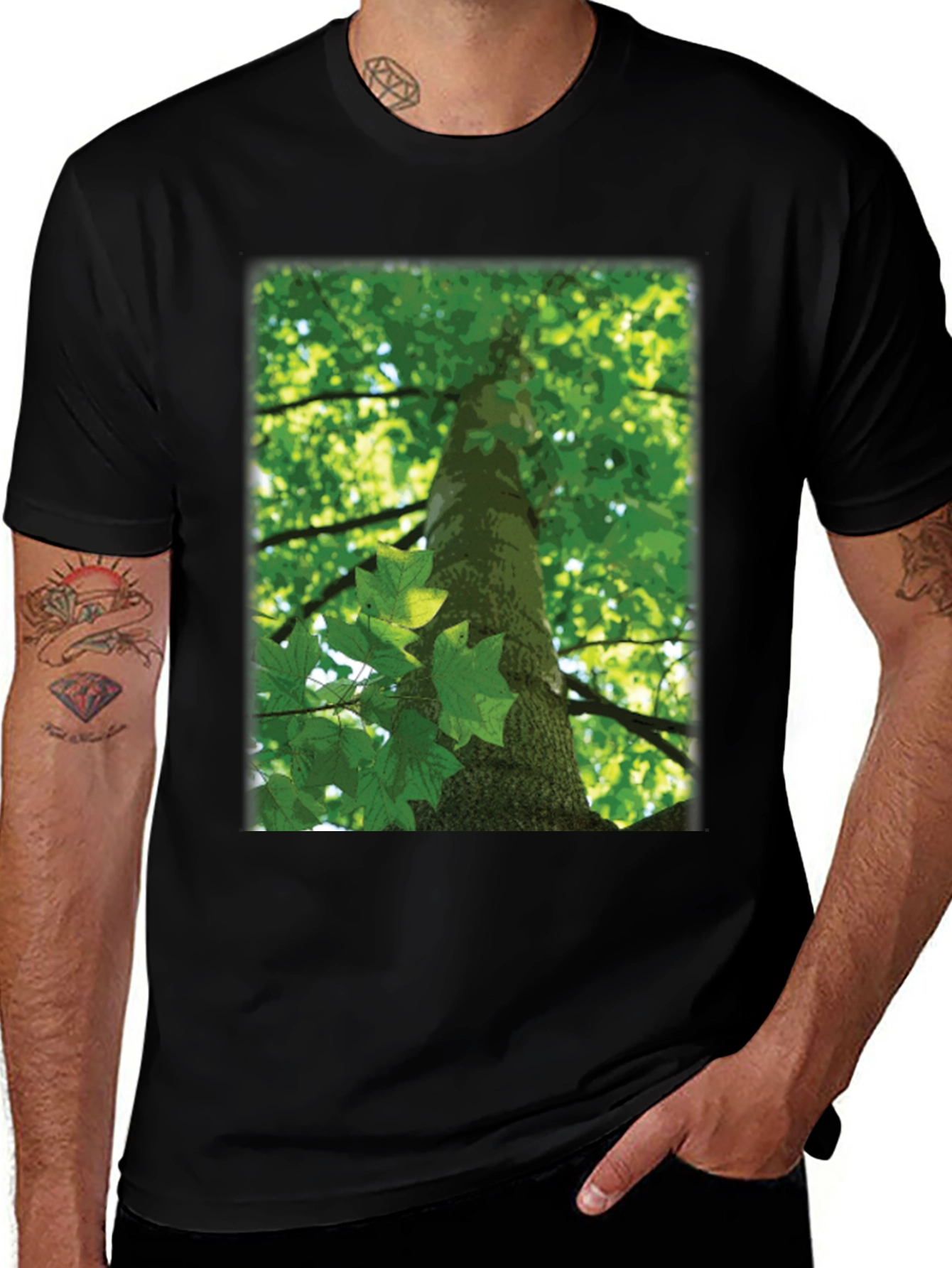 Variant 7 of Nature Tree Graphic Tee - Black Cotton T-Shirt