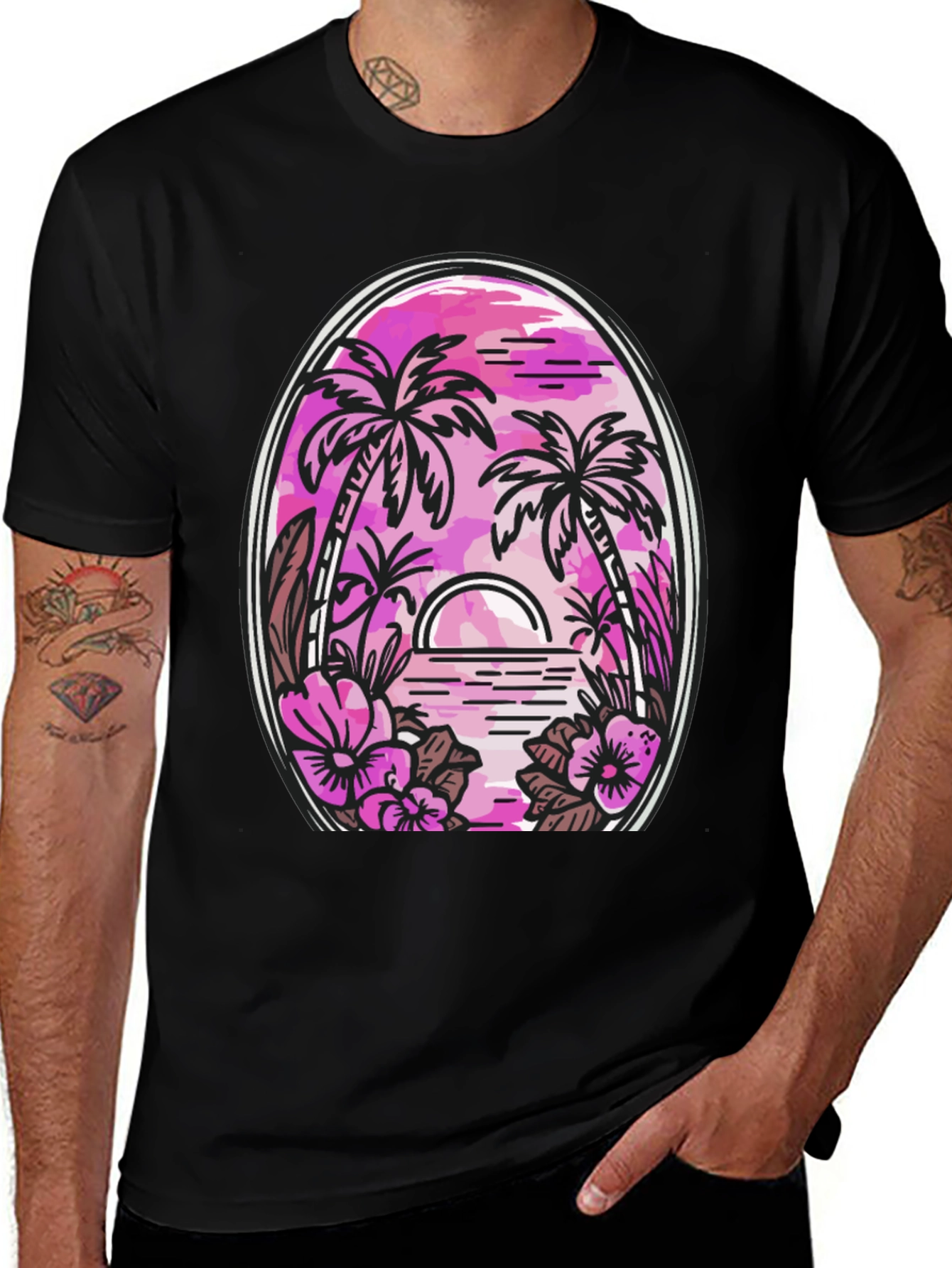 Variant 7 of Tropical Palm Sunset Graphic Tee