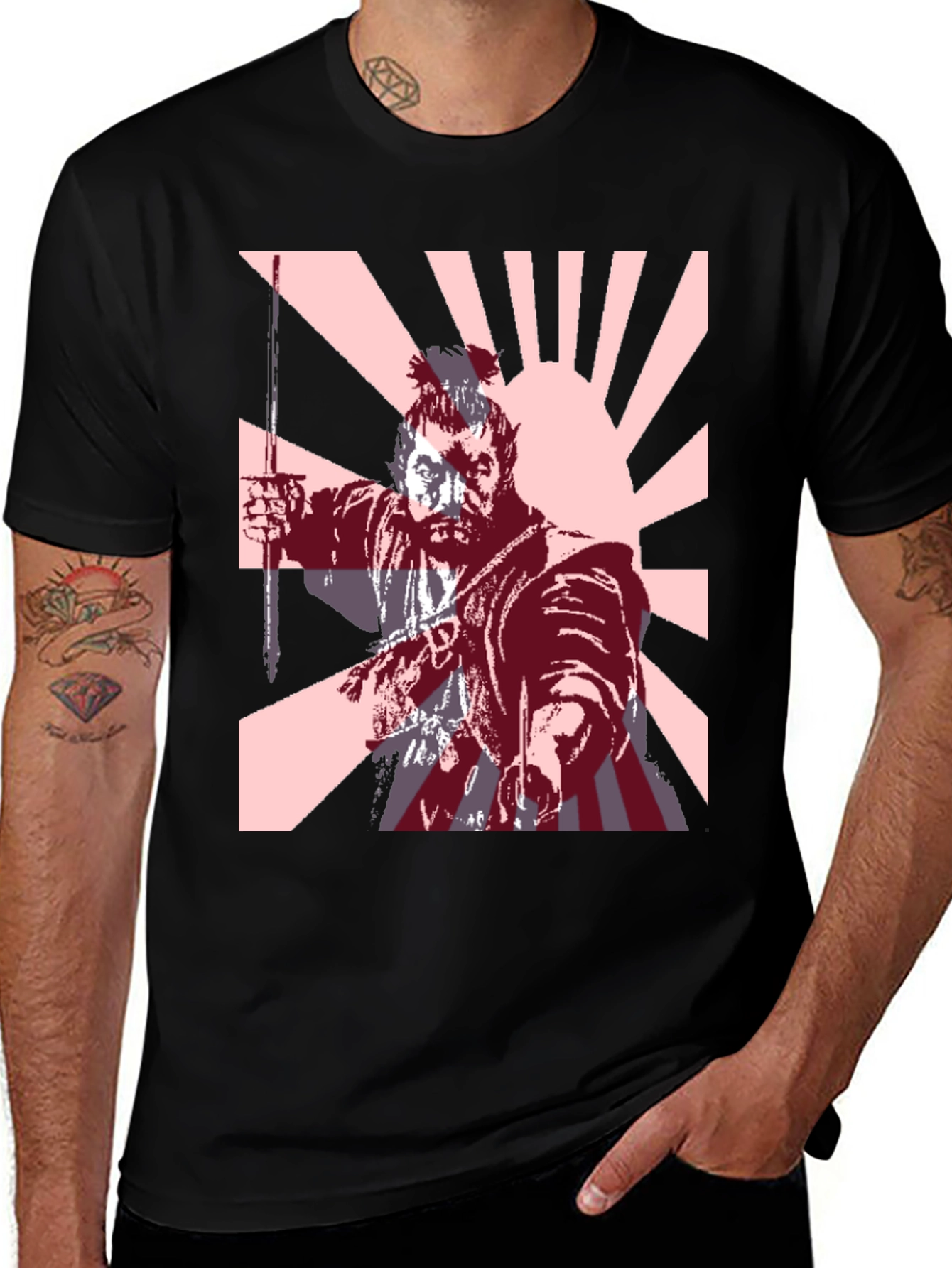 Samurai Warrior T-Shirt with Rising Sun Design