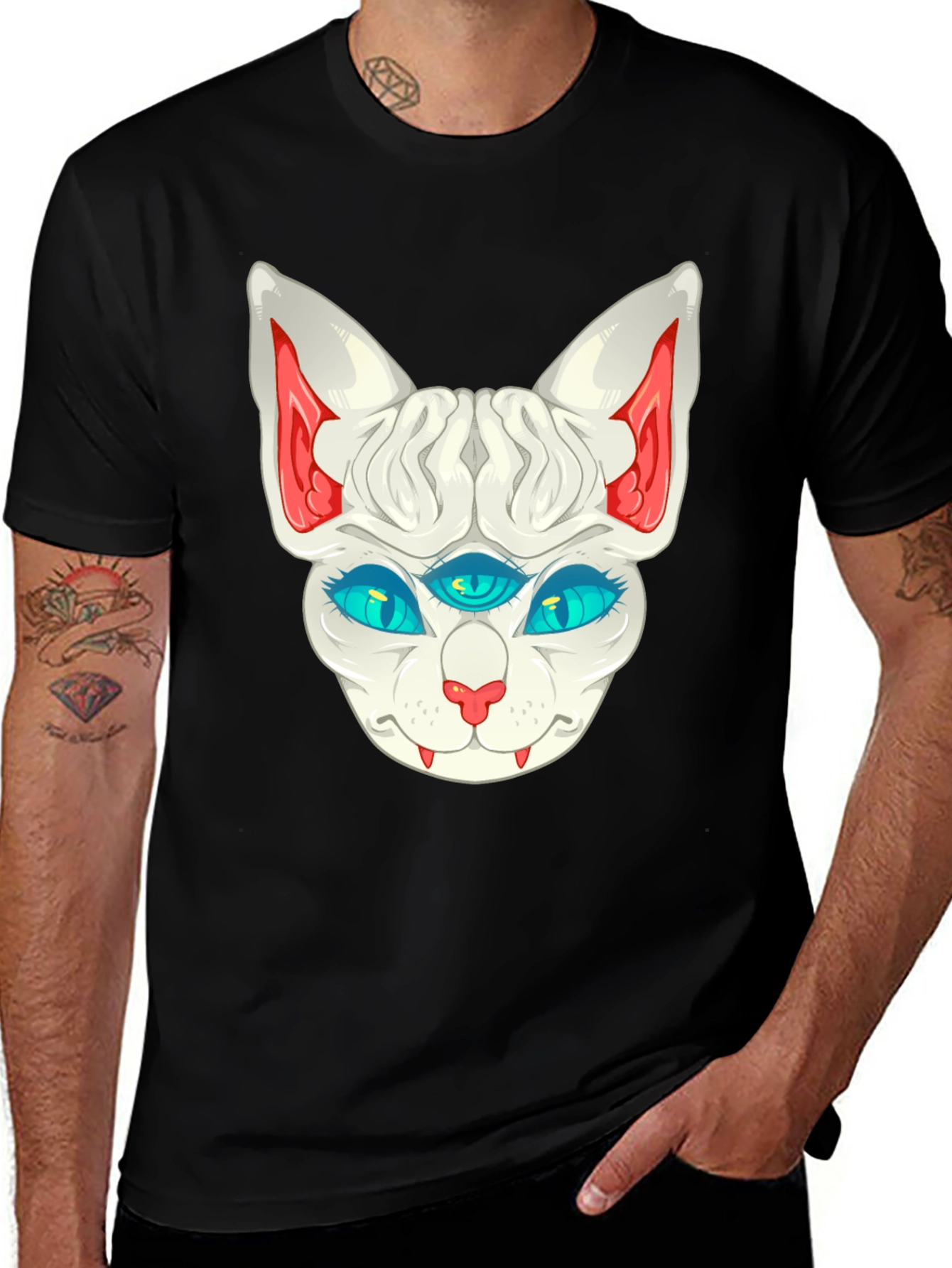 Three-Eyed Cat T-Shirt - Unique Graphic Tee