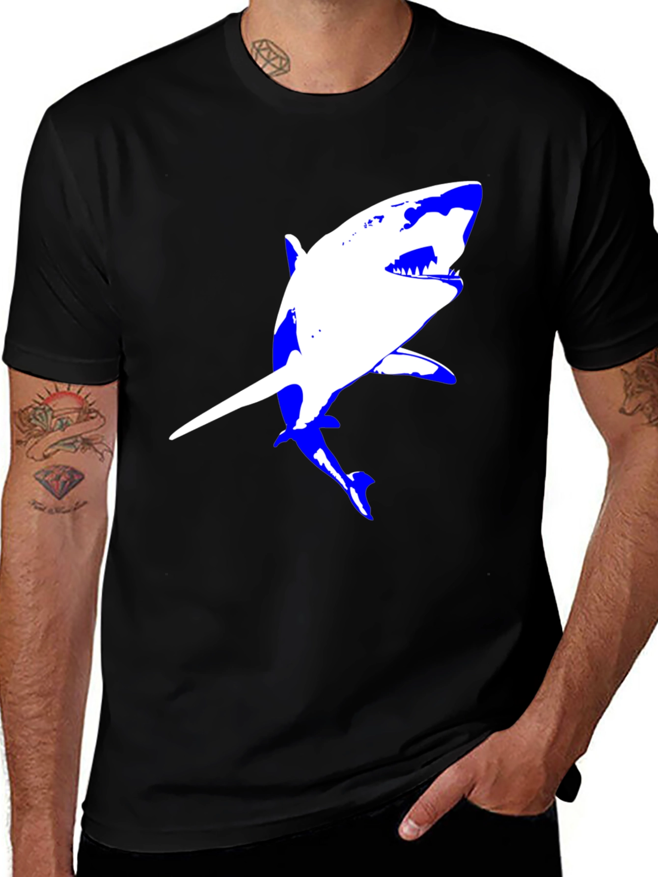 Variant 6 of Shark Graphic Tee - Black Cotton Comfort