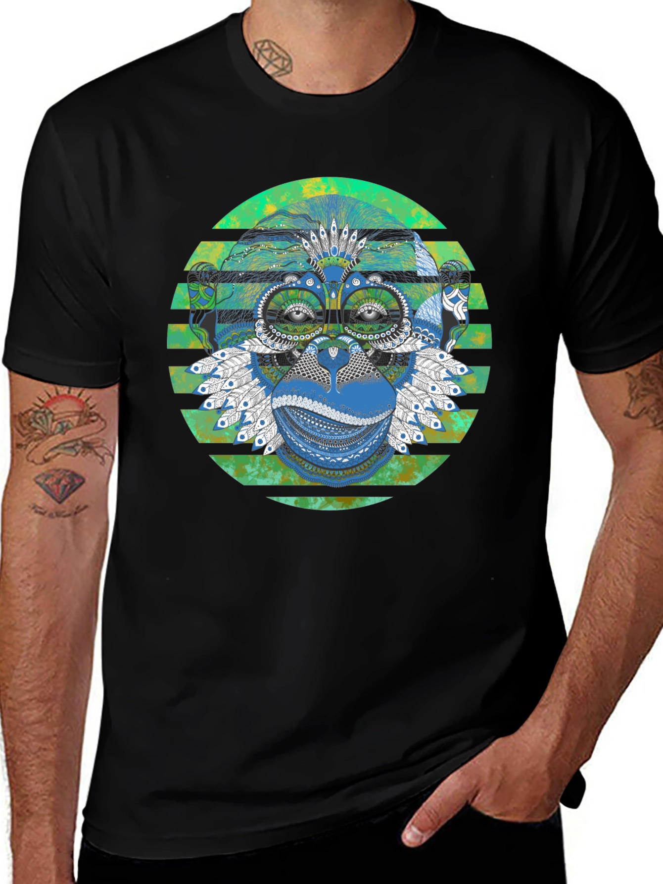 Variant 3 of Tribal Monkey Graphic Print Men's T-Shirt