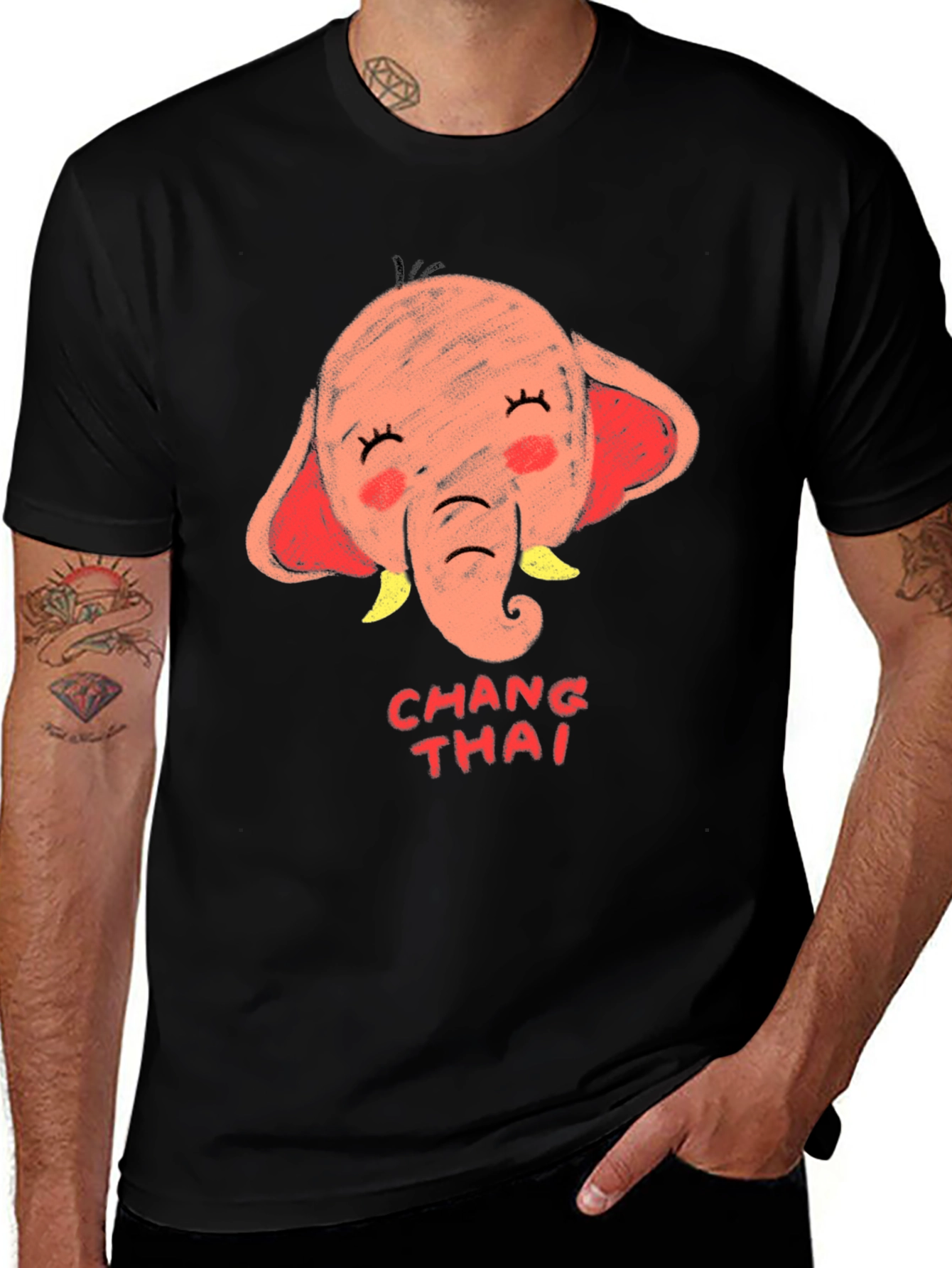 Variant 28 of Chang Thai Elephant Graphic Tee - Unisex Black T-Shirt