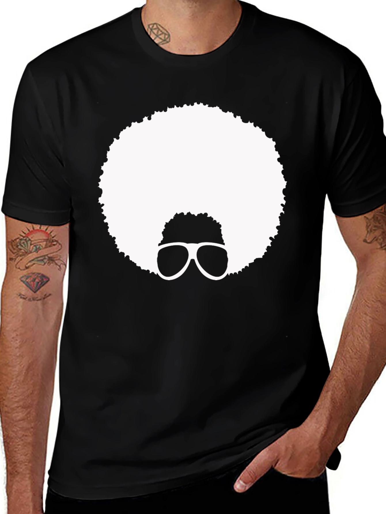 Black Retro Afro Graphic T-Shirt main image