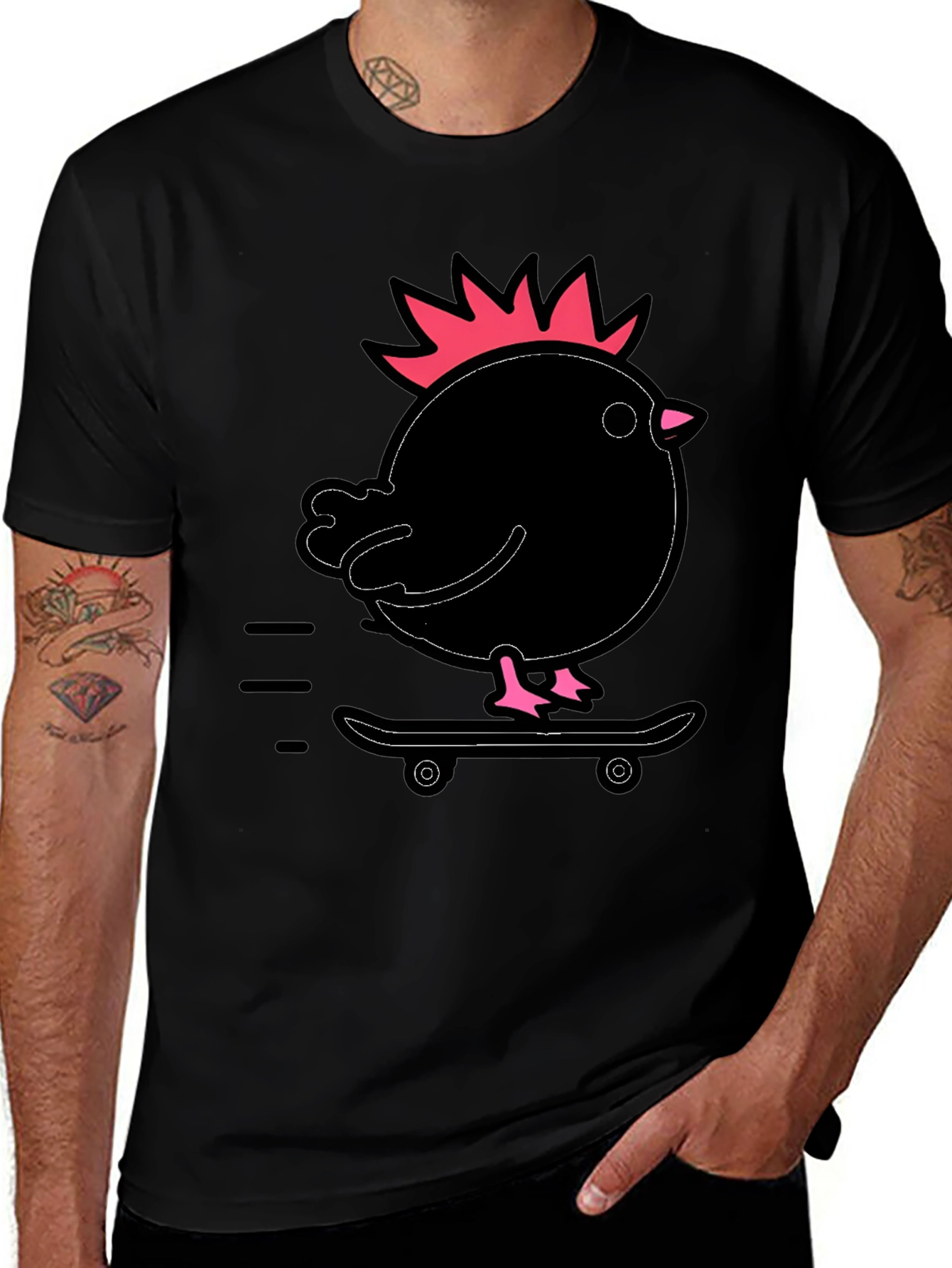 Variant 11 of Skateboarding Chicken Graphic T-Shirt - Cool & Quirky Design