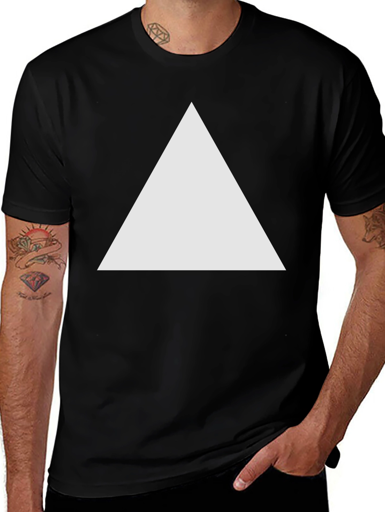 Variant 25 of Men's Black T-Shirt with Triangle Graphic