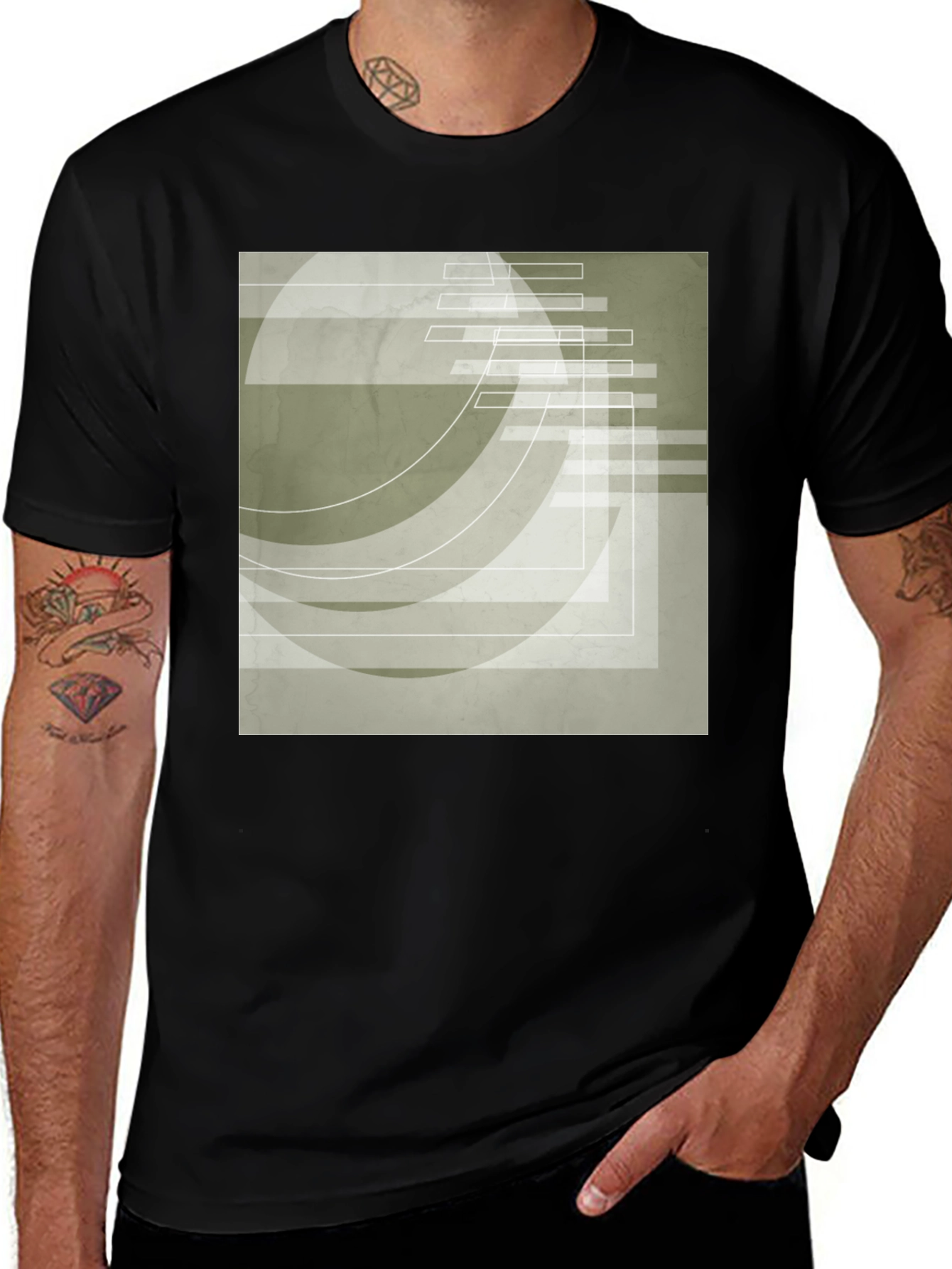 Variant 25 of Abstract Graphic Print Black T-Shirt