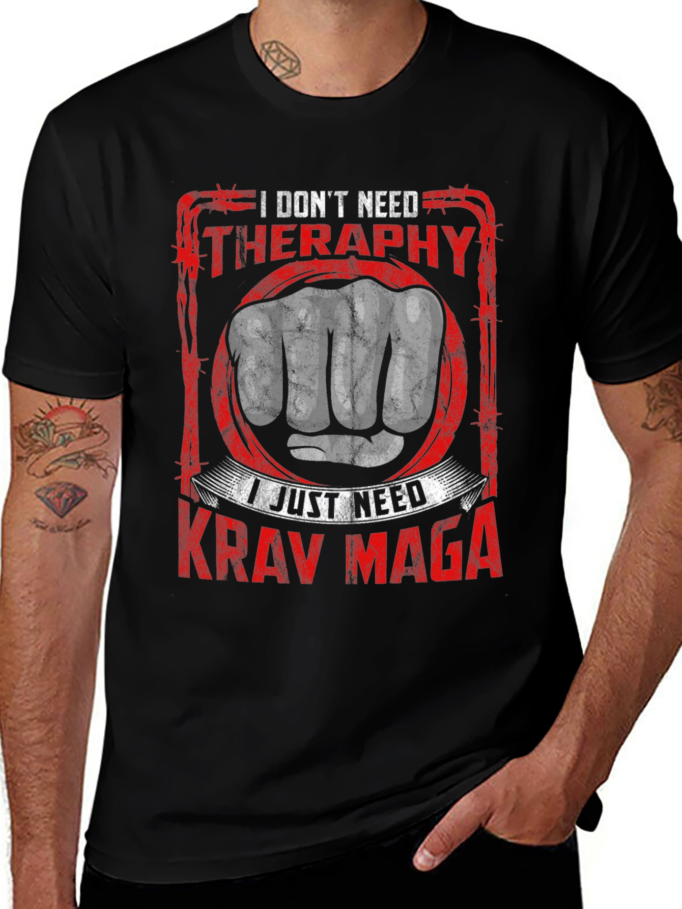Variant 15 of Krav Maga Therapy T-Shirt - Black Graphic Tee