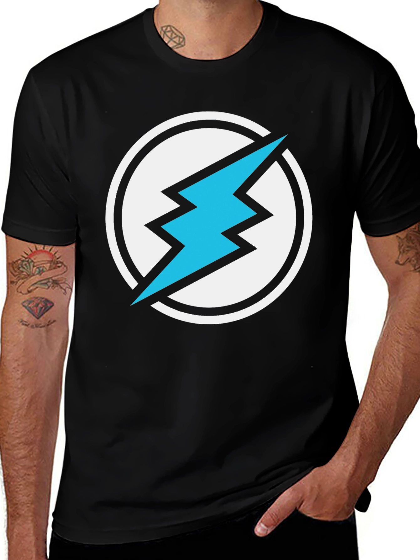 Variant 5 of Electric Bolt T-Shirt - Black Graphic Tee