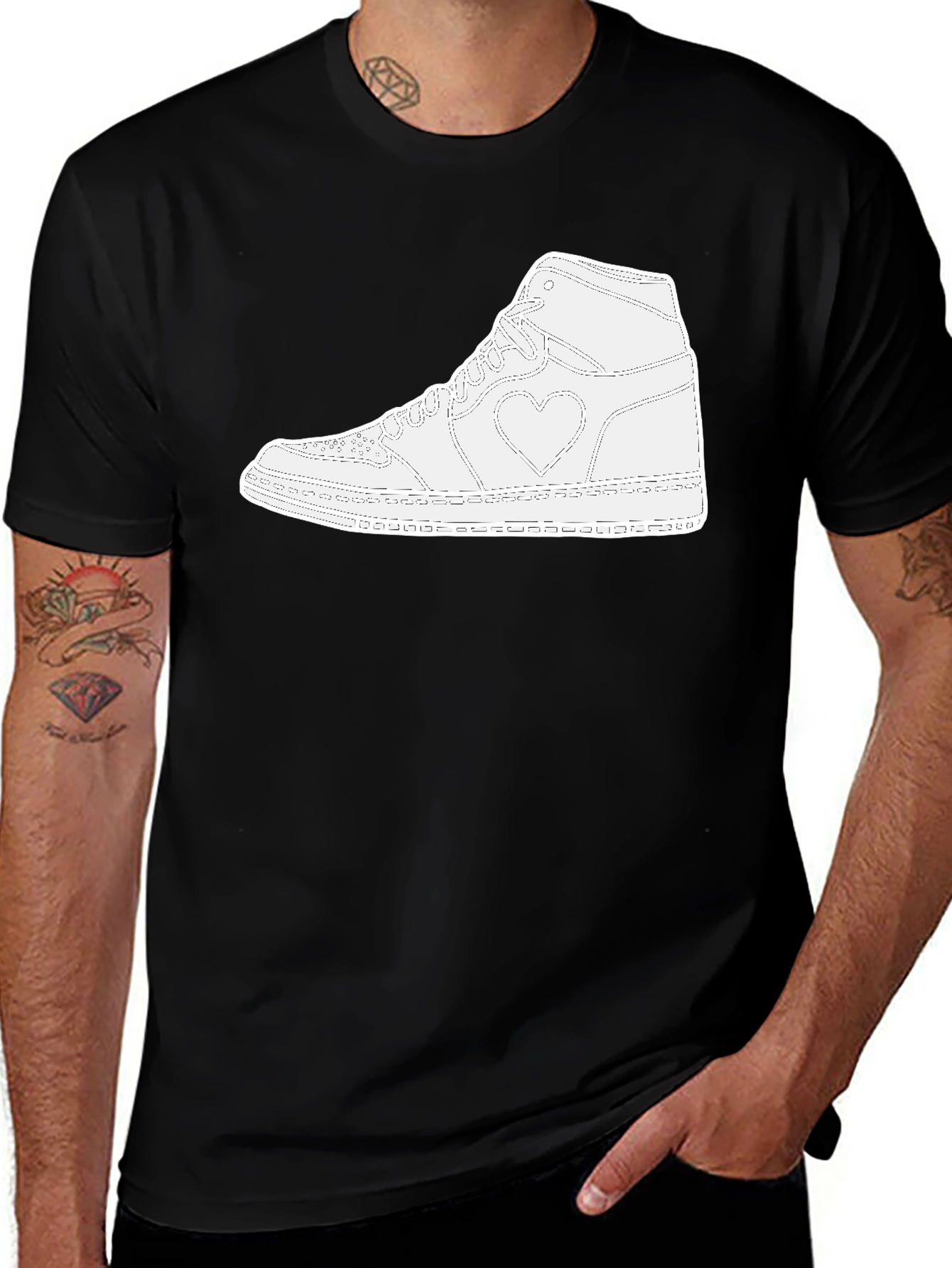 Variant 10 of Heart Sneaker Graphic Tee - Black