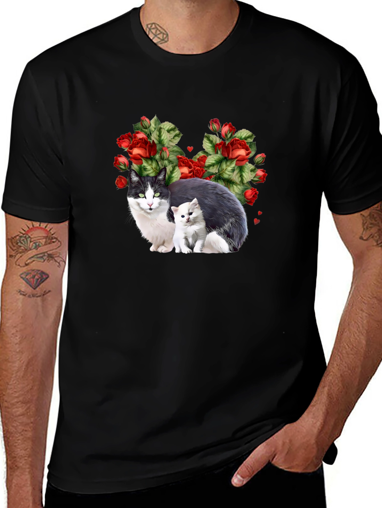 Variant 22 of Cat & Kitten Rose Heart T-Shirt