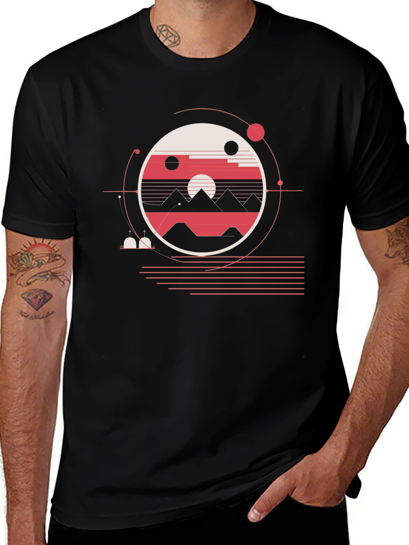 Variant 19 of Geometric Mountainscape Graphic Tee - Modern Style