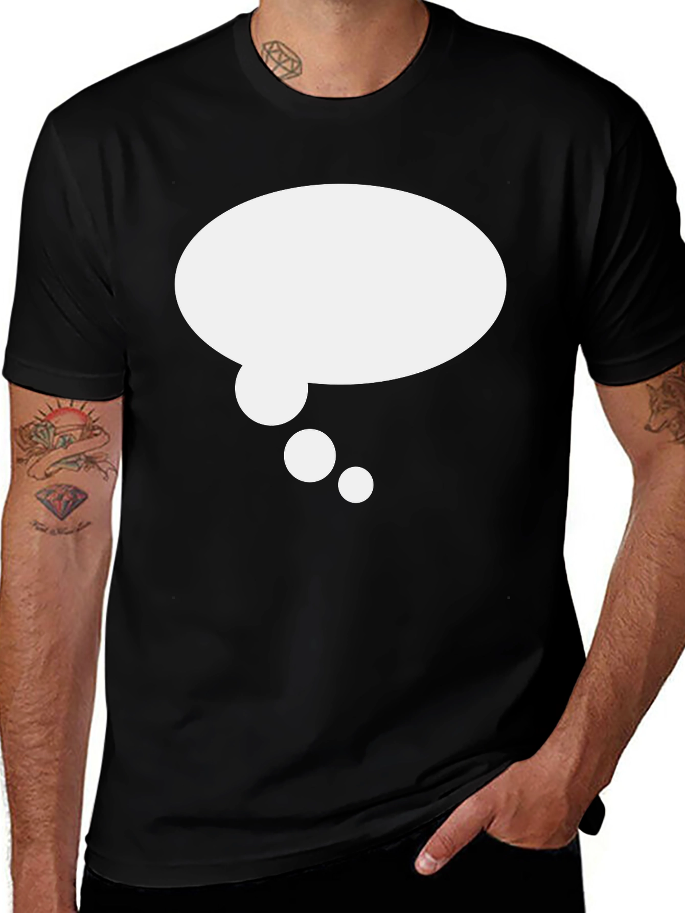 Variant 16 of Black T-Shirt with White Thought Bubble Graphic