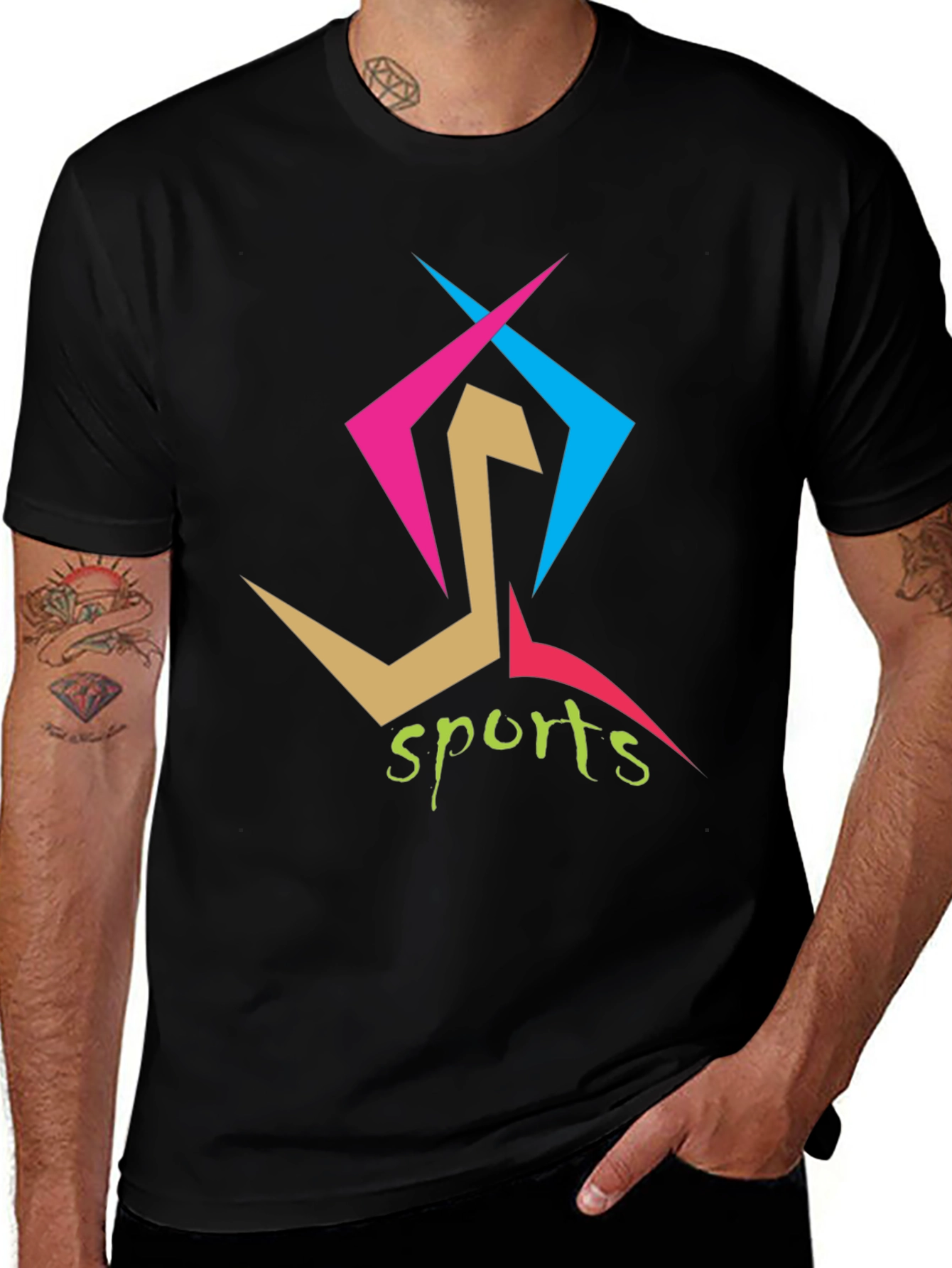 Variant 30 of Stylish Sports Graphic Print Black T-Shirt