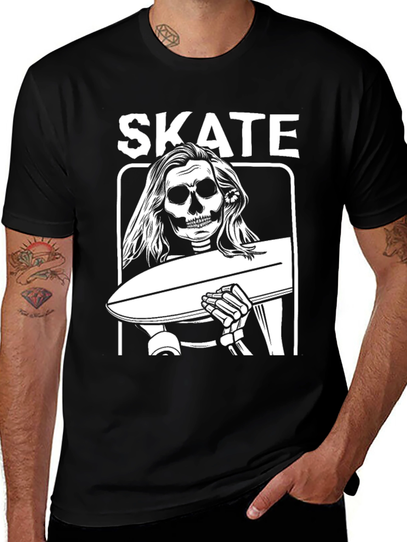 Variant 6 of Skate Skeleton Graphic T-Shirt - Black