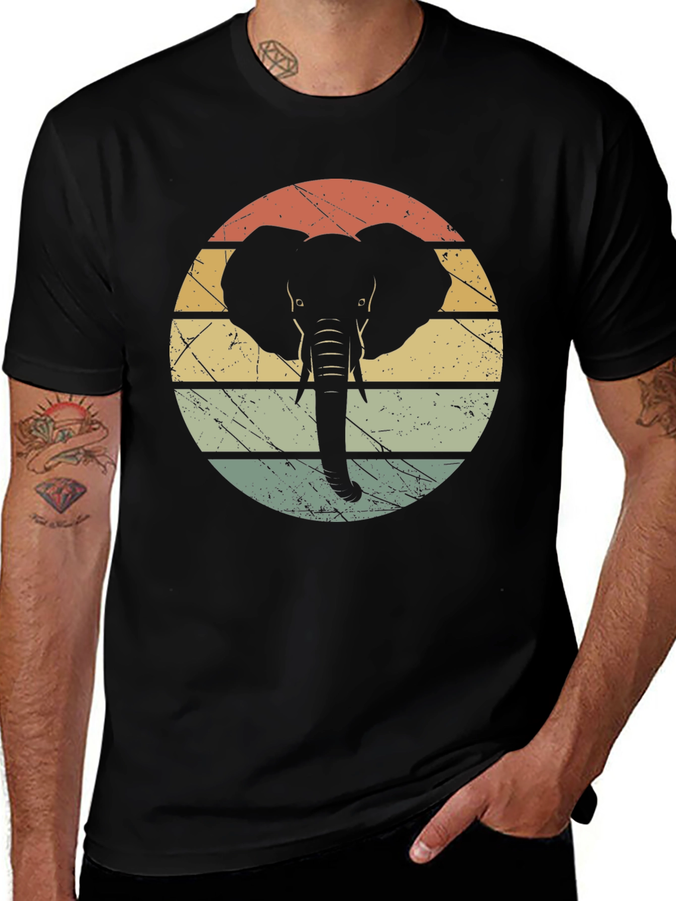 Retro Elephant Graphic T-Shirt