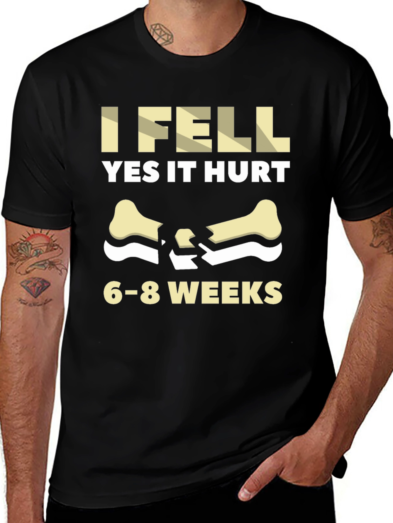 Variant 3 of I Fell Yes It Hurt Funny Broken Bone Get Well Soon Black T-Shirt