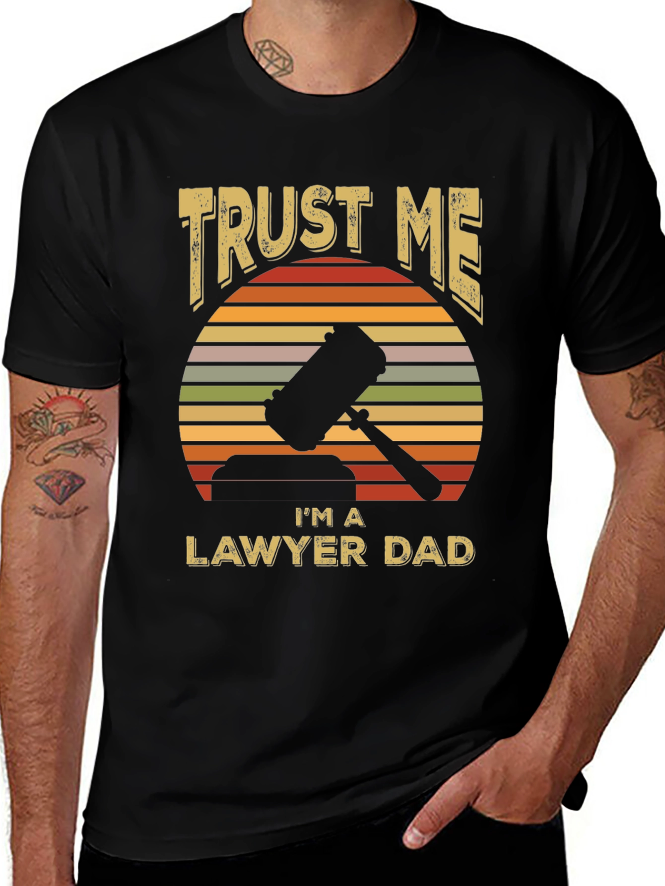 Variant 20 of Trust Me Lawyer Dad T-Shirt, Retro Sunset Design