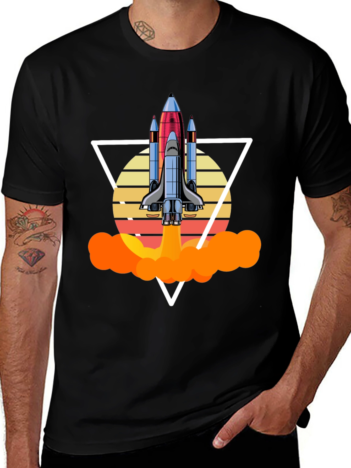 Variant 8 of Retro Rocket Launch Graphic Tee