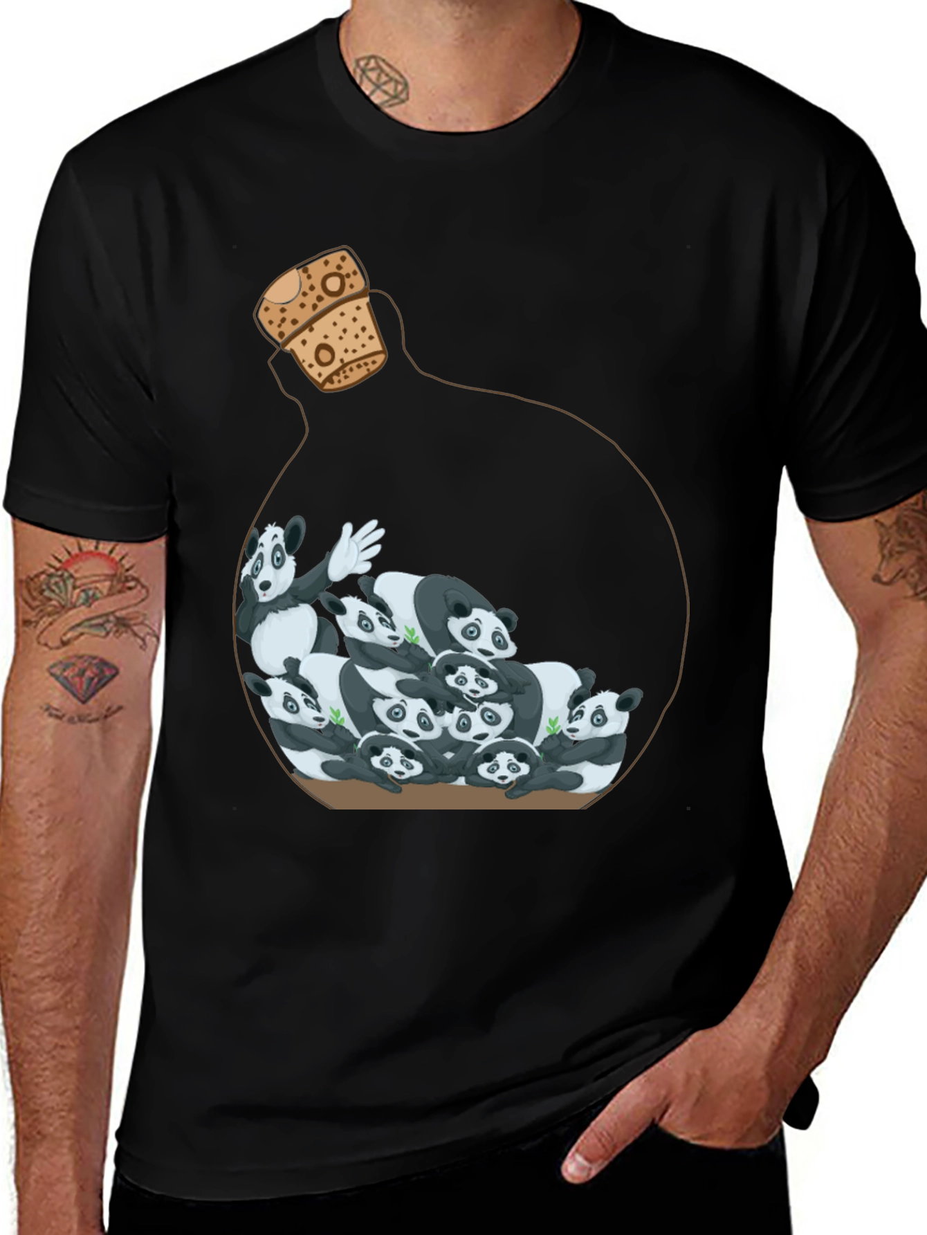 Variant 5 of Panda Bottle Black Graphic Tee