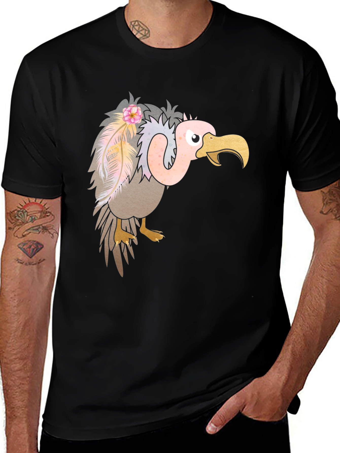 Variant 5 of Vulture with Flower Crown Graphic Tee