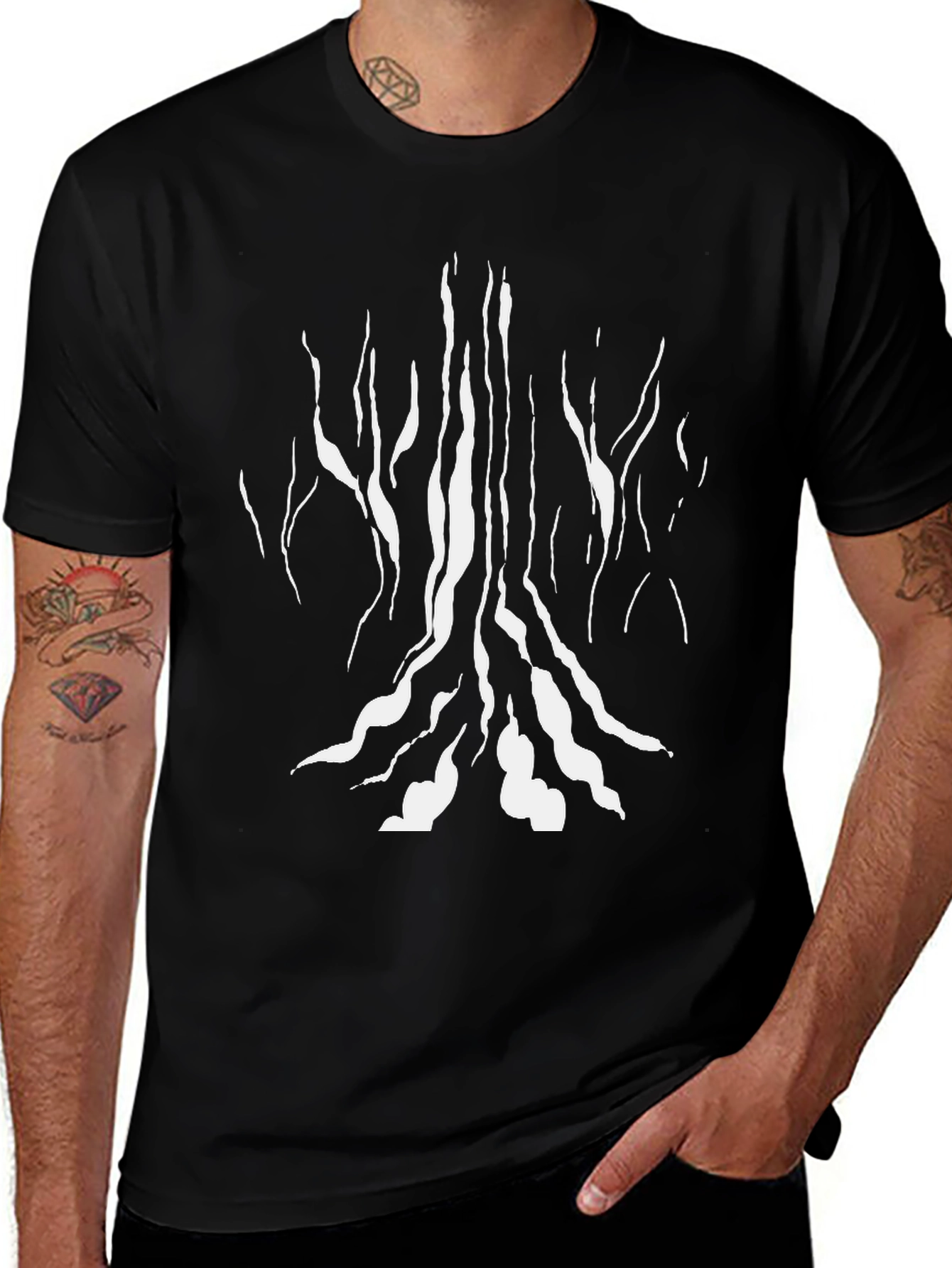 Variant 18 of Abstract Tree Design Black T-Shirt