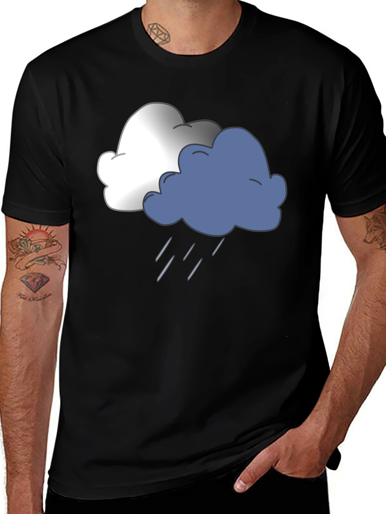 Rainy Day Cloud Graphic Black T-Shirt