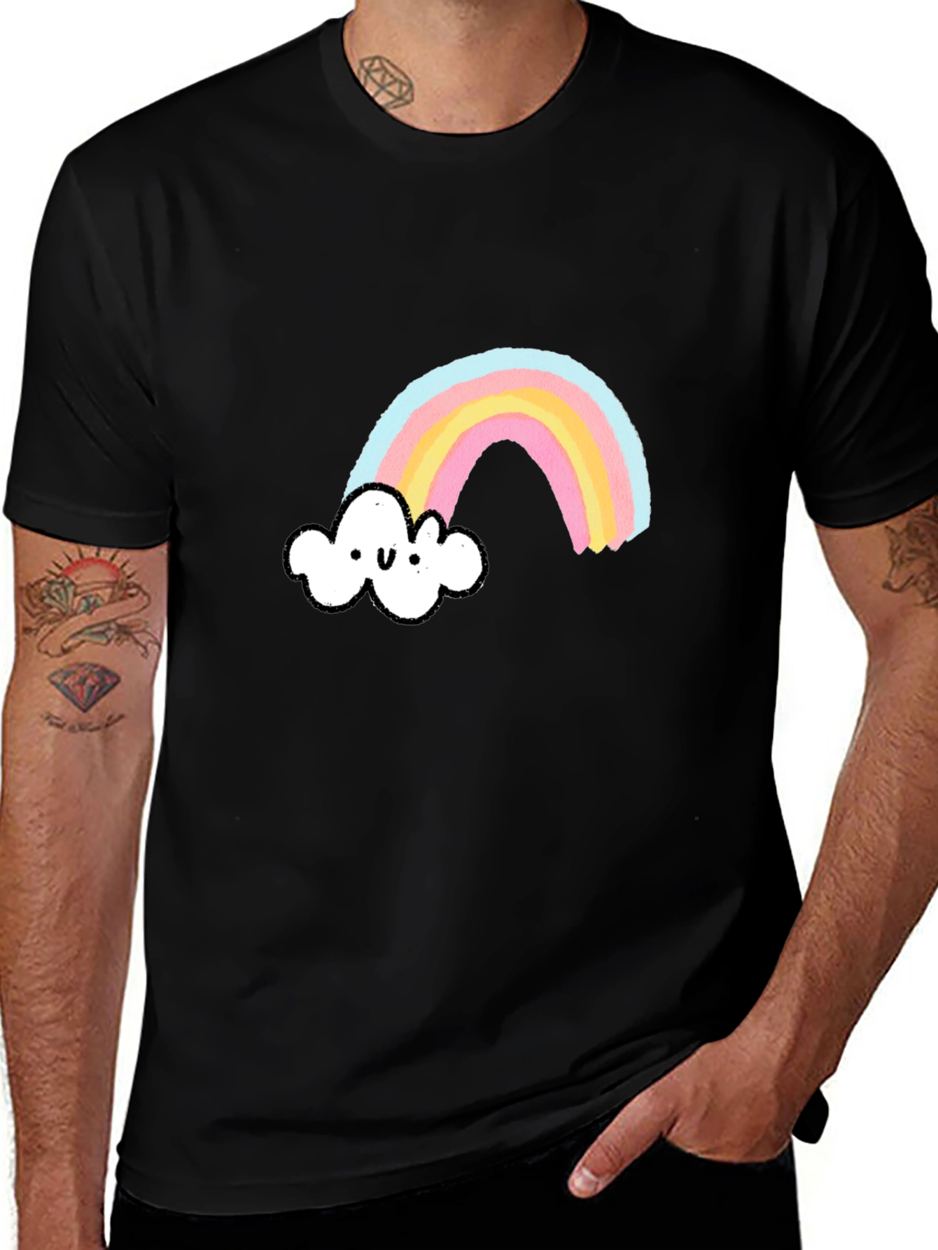 Variant 10 of Rainbow Cloud Graphic Black T-Shirt
