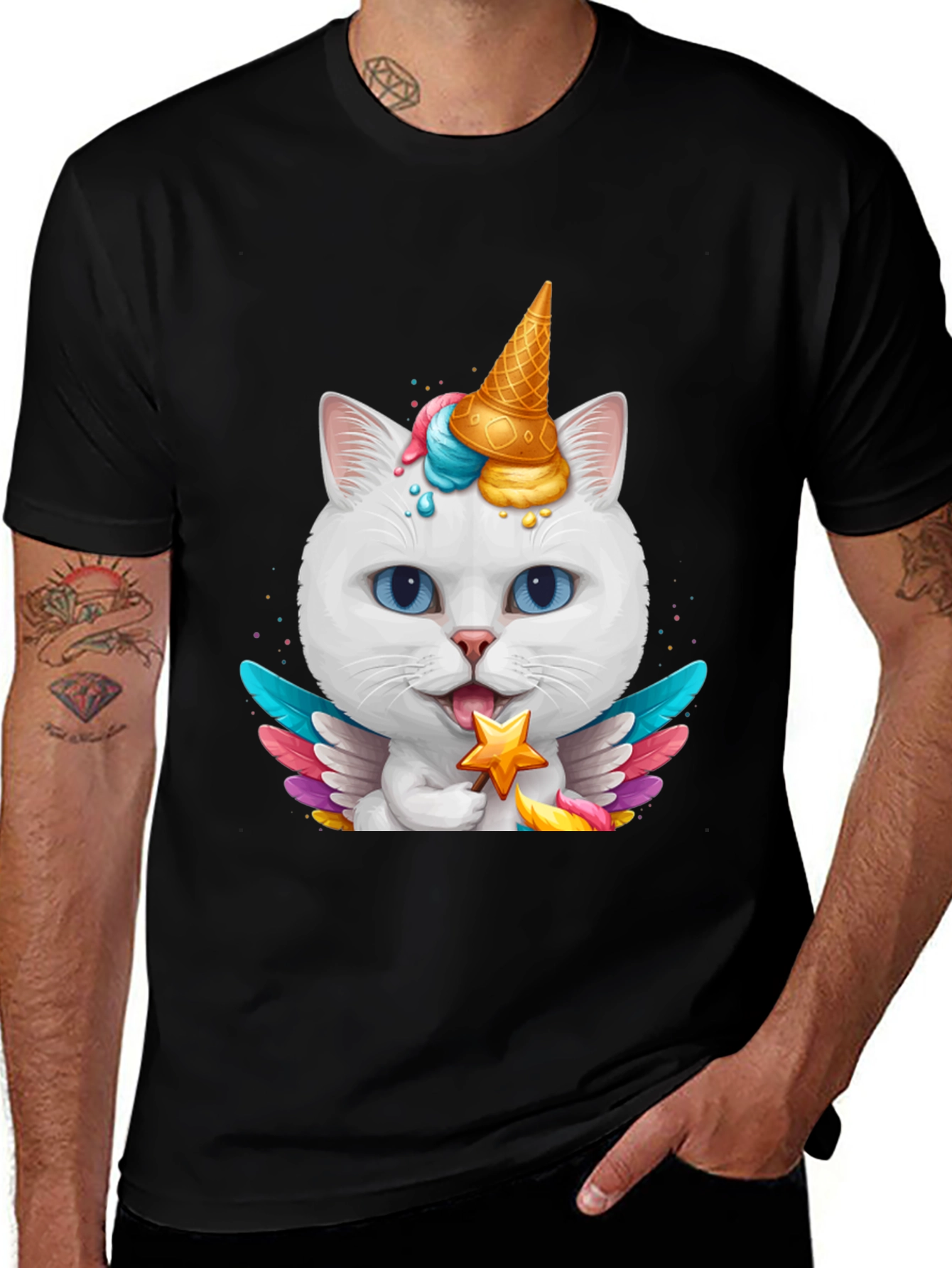 Variant 28 of Unicorn Cat Graphic Tee - Cute Whimsical Design