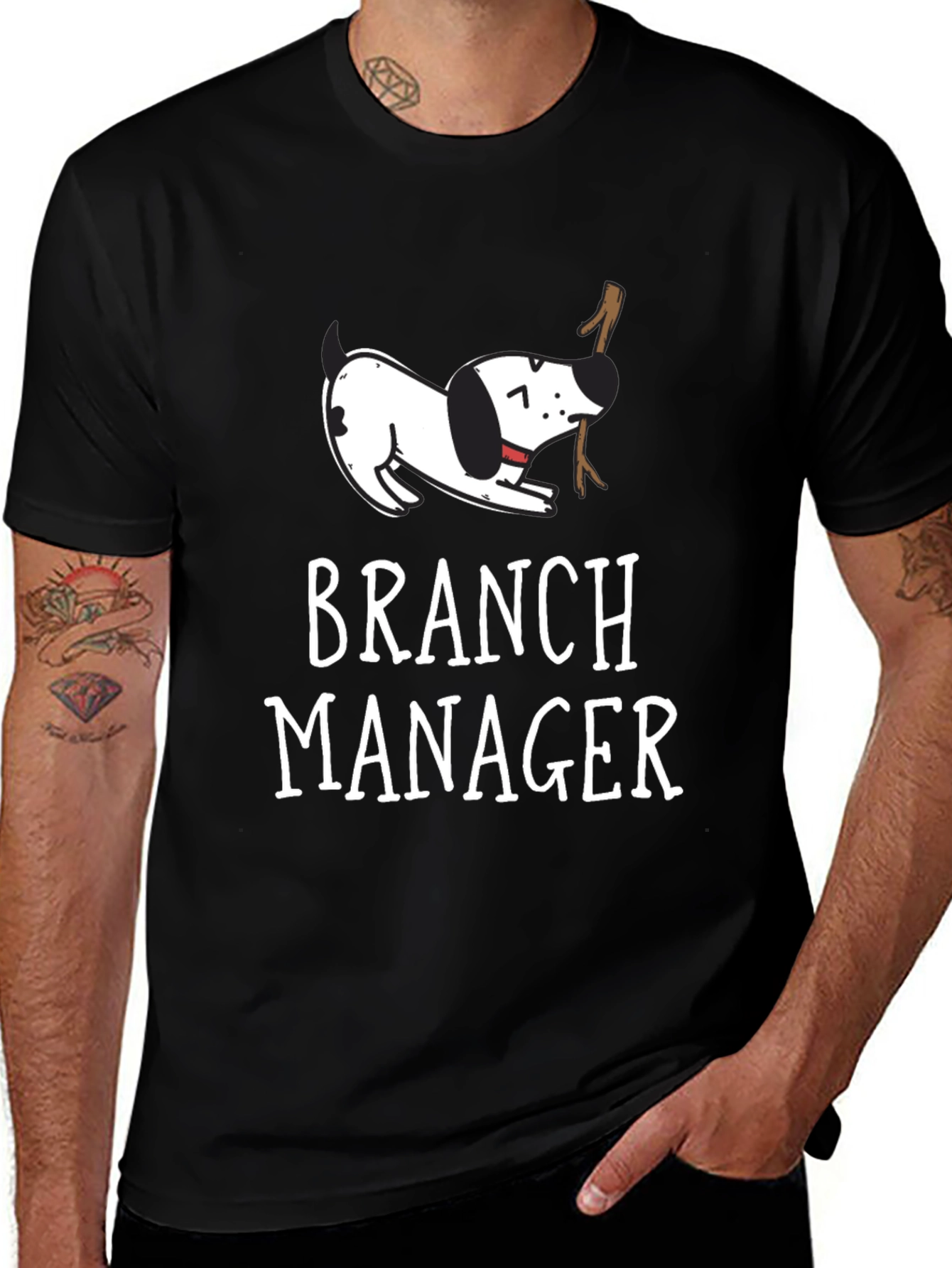 Branch Manager Dog Graphic T-Shirt - Black