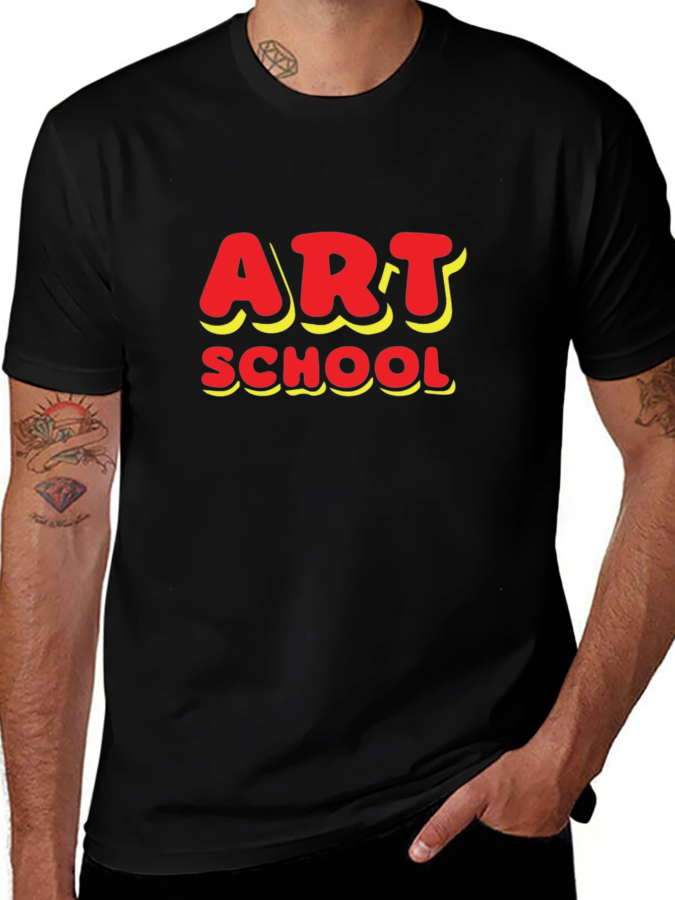 Art School T-Shirt - Red & Yellow Graphic Tee