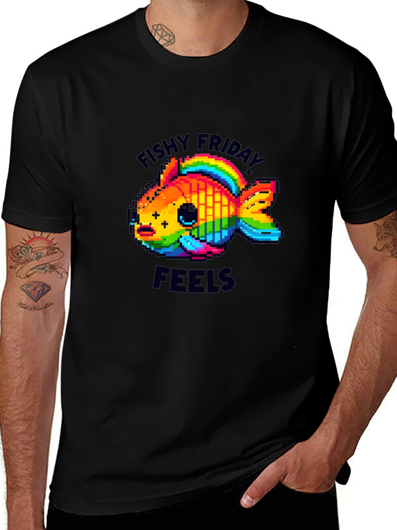 Variant 16 of Fishy Friday Feels Pixel Art Graphic Tee