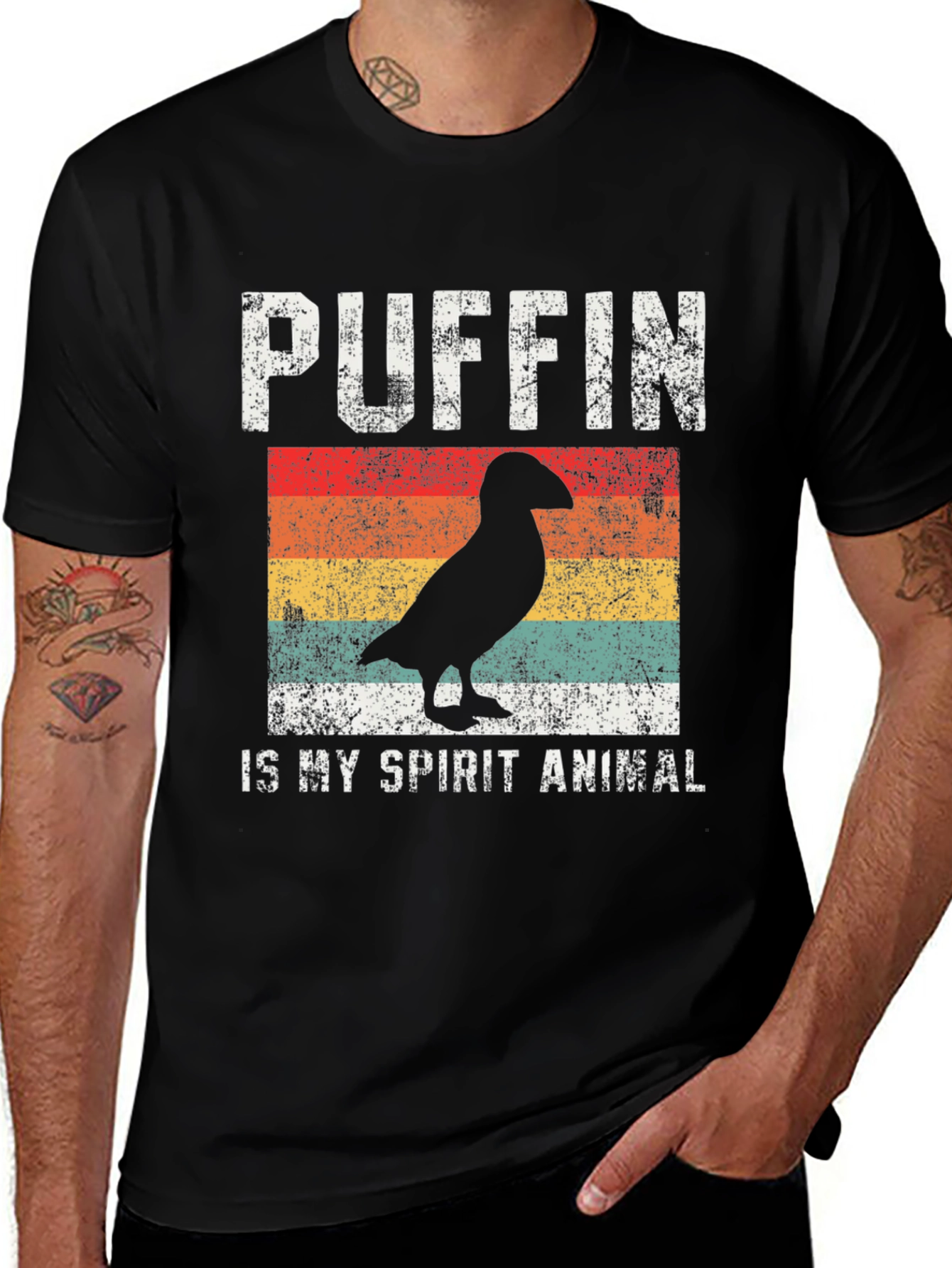 Variant 22 of Puffin Spirit Animal Graphic Tee - Black